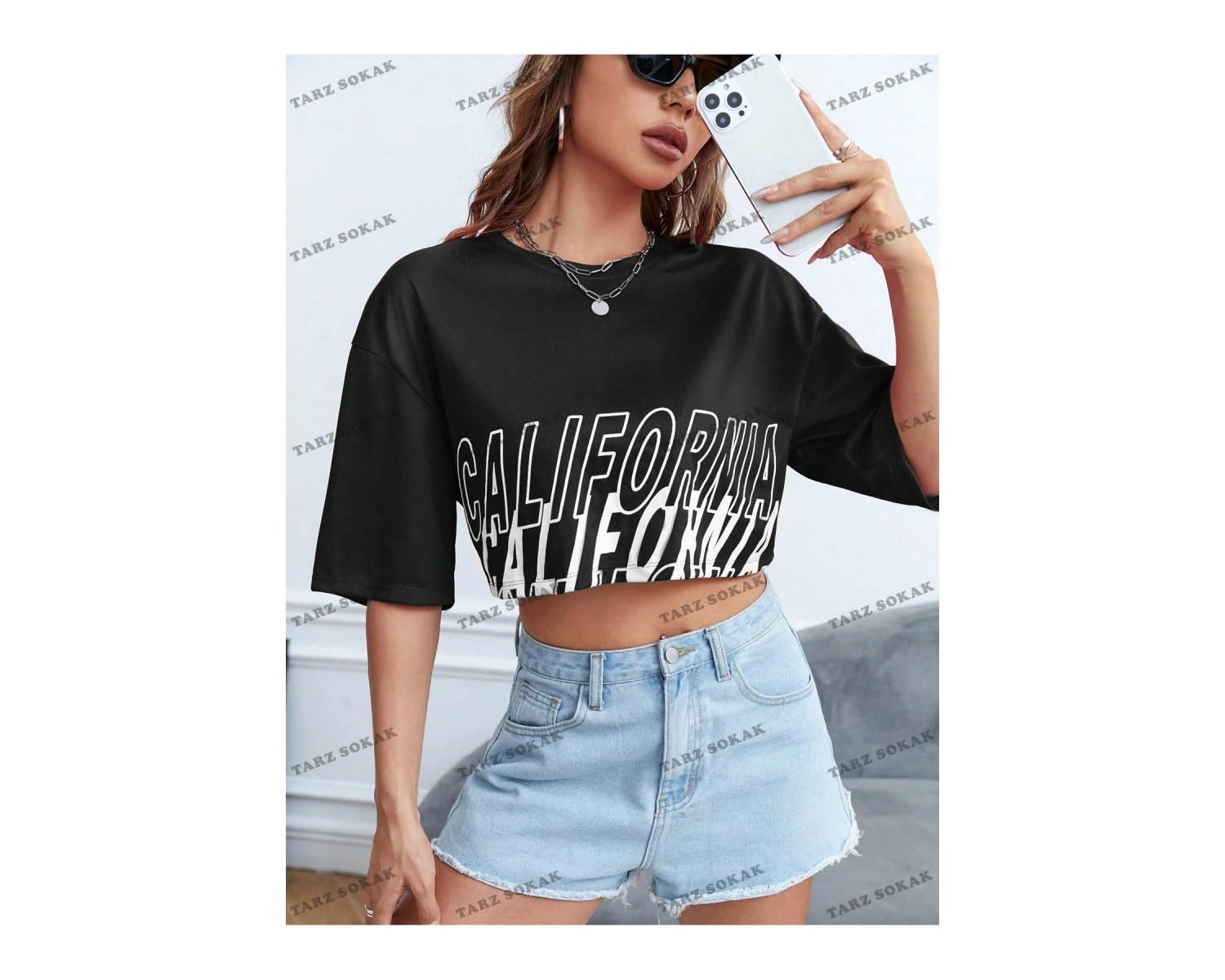 Crop CKOD-232913 Mektup Baskılı Kadın