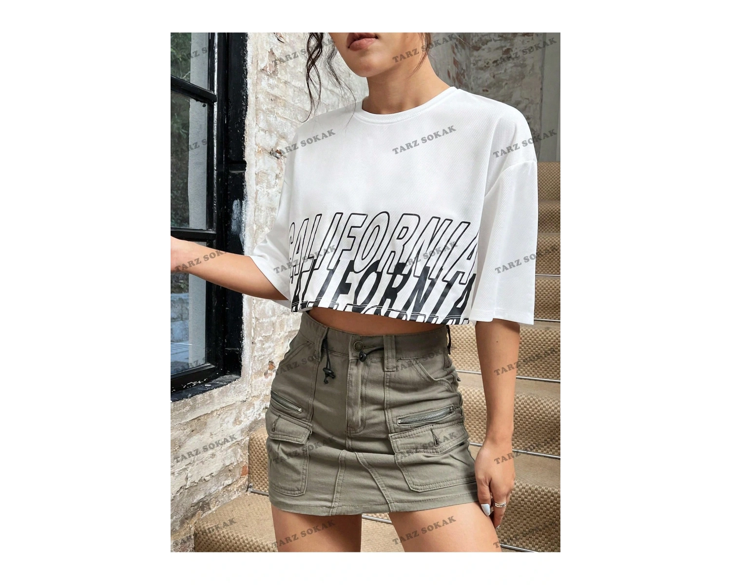 Crop CKOD-232913 Mektup Baskılı Kadın