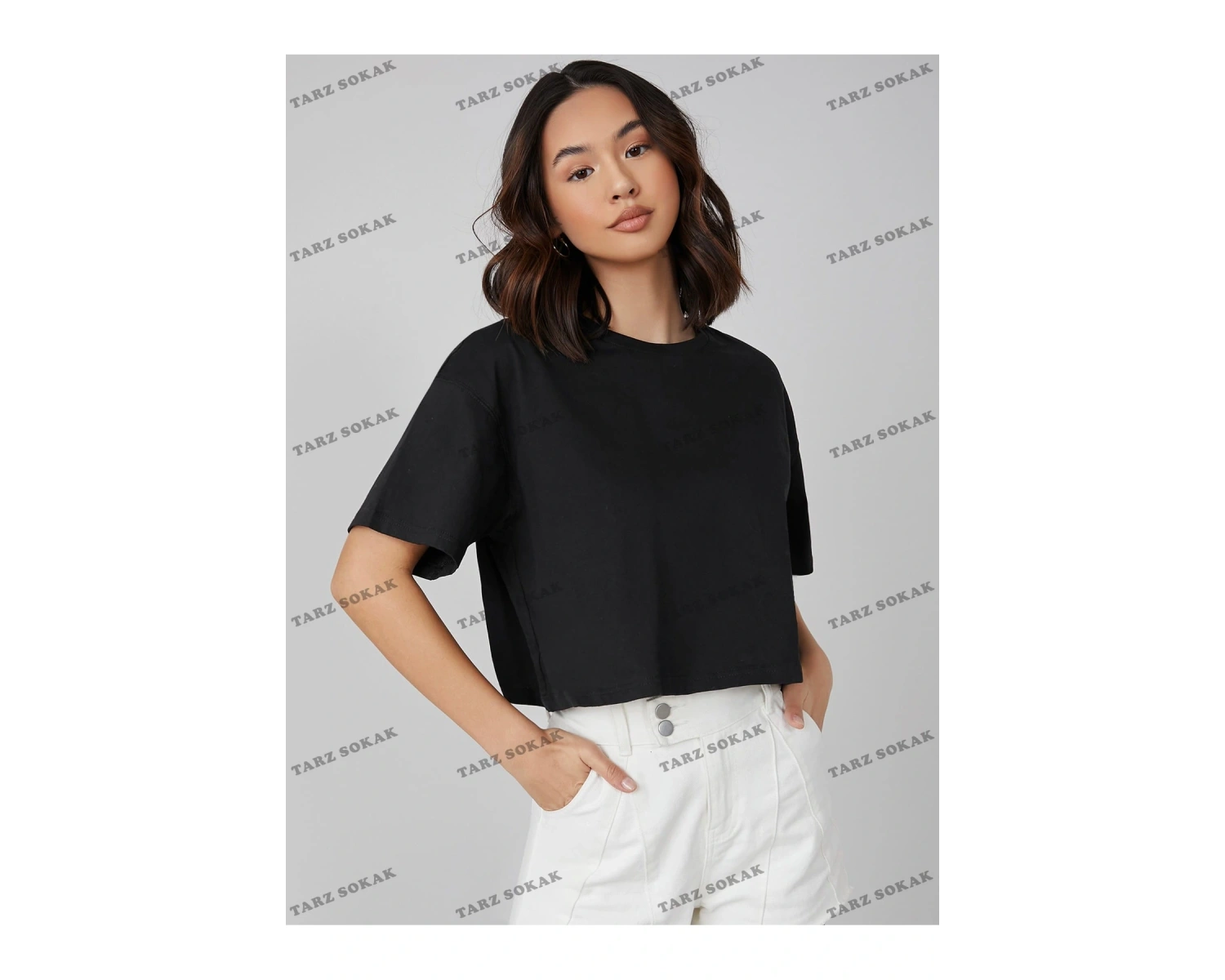 Crop CKOD-232913 Pamuk Damla Omuz Düz Kısa