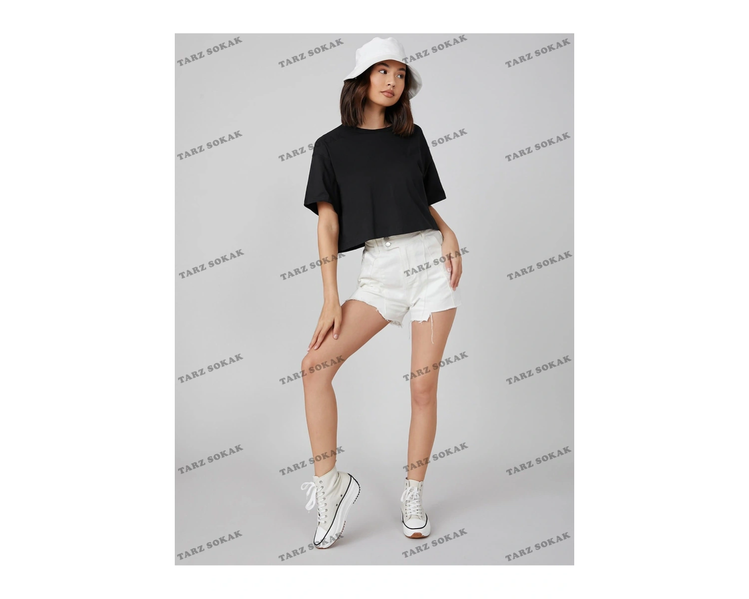 Crop CKOD-232913 Pamuk Damla Omuz Düz Kısa