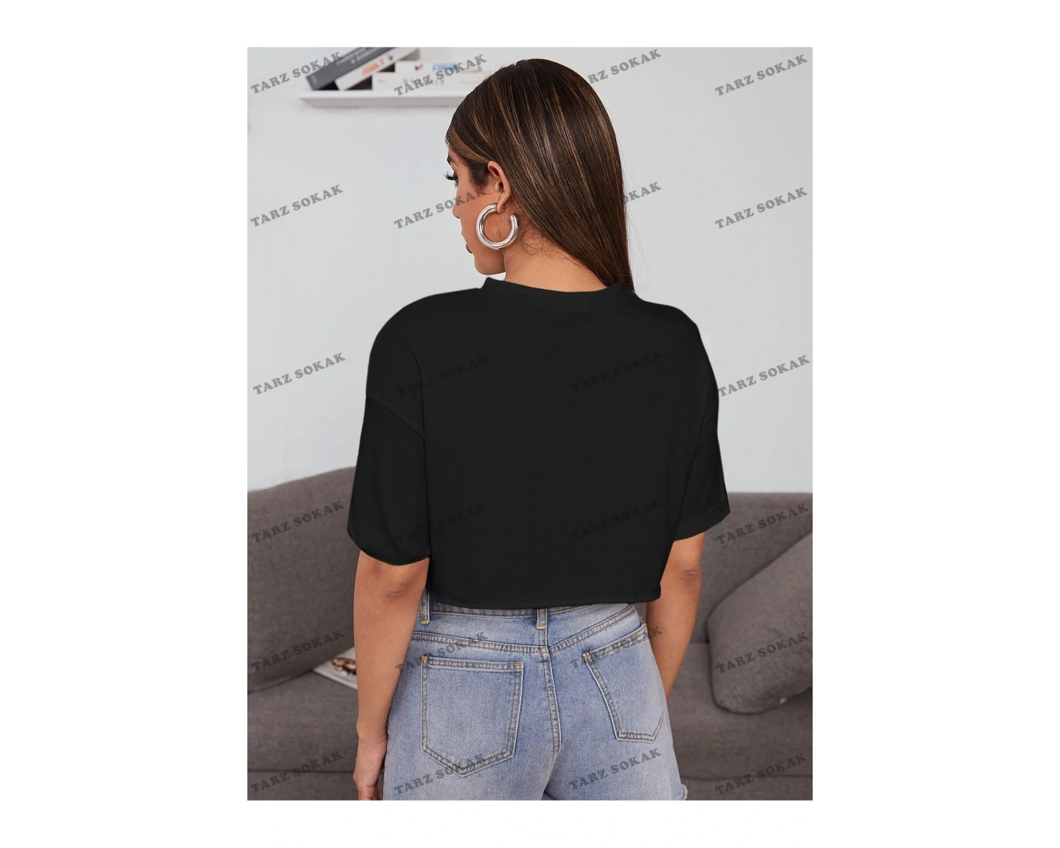 Crop CKOD-232913 Yaz Kıyafetleri Düşük Omuz Düz Crop CKOD-232913 Top