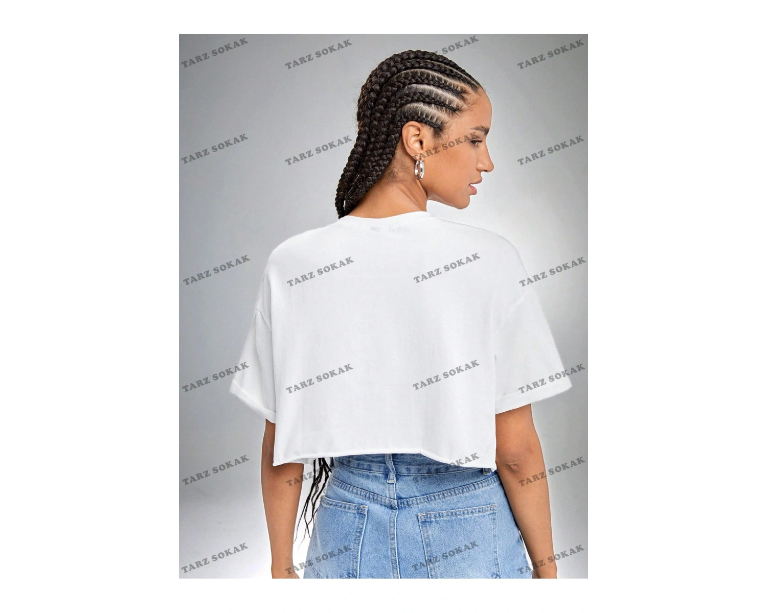 Crop CKOD-232913 Yaz Kıyafetleri Düşük Omuz Düz Crop CKOD-232913 Top