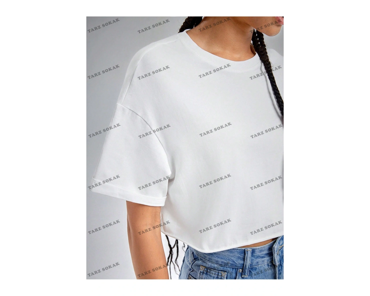 Crop CKOD-232913 Yaz Kıyafetleri Düşük Omuz Düz Crop CKOD-232913 Top