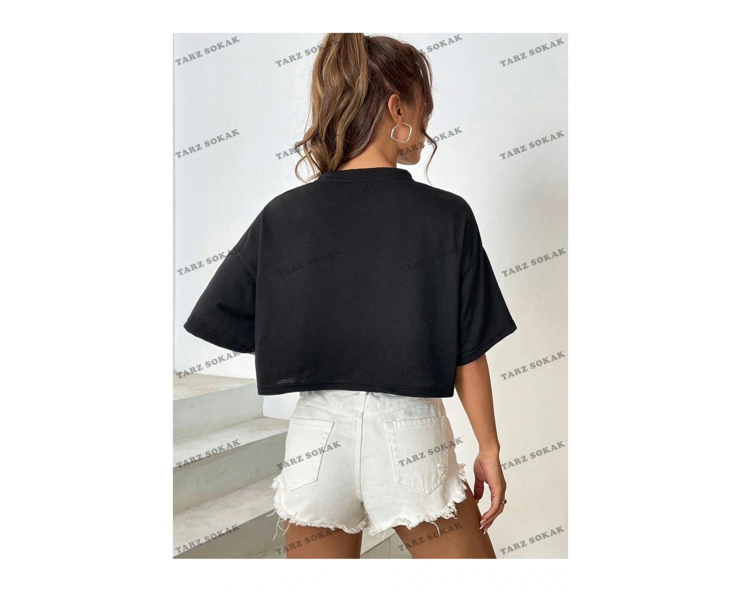 Crop CKOD-232913 Yuvarlak Yaka Kısa Kollu Yazılı