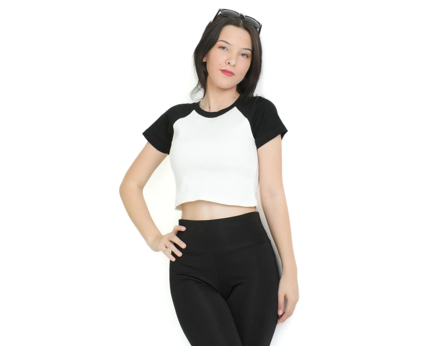 Crop yaka patlı reglan kol