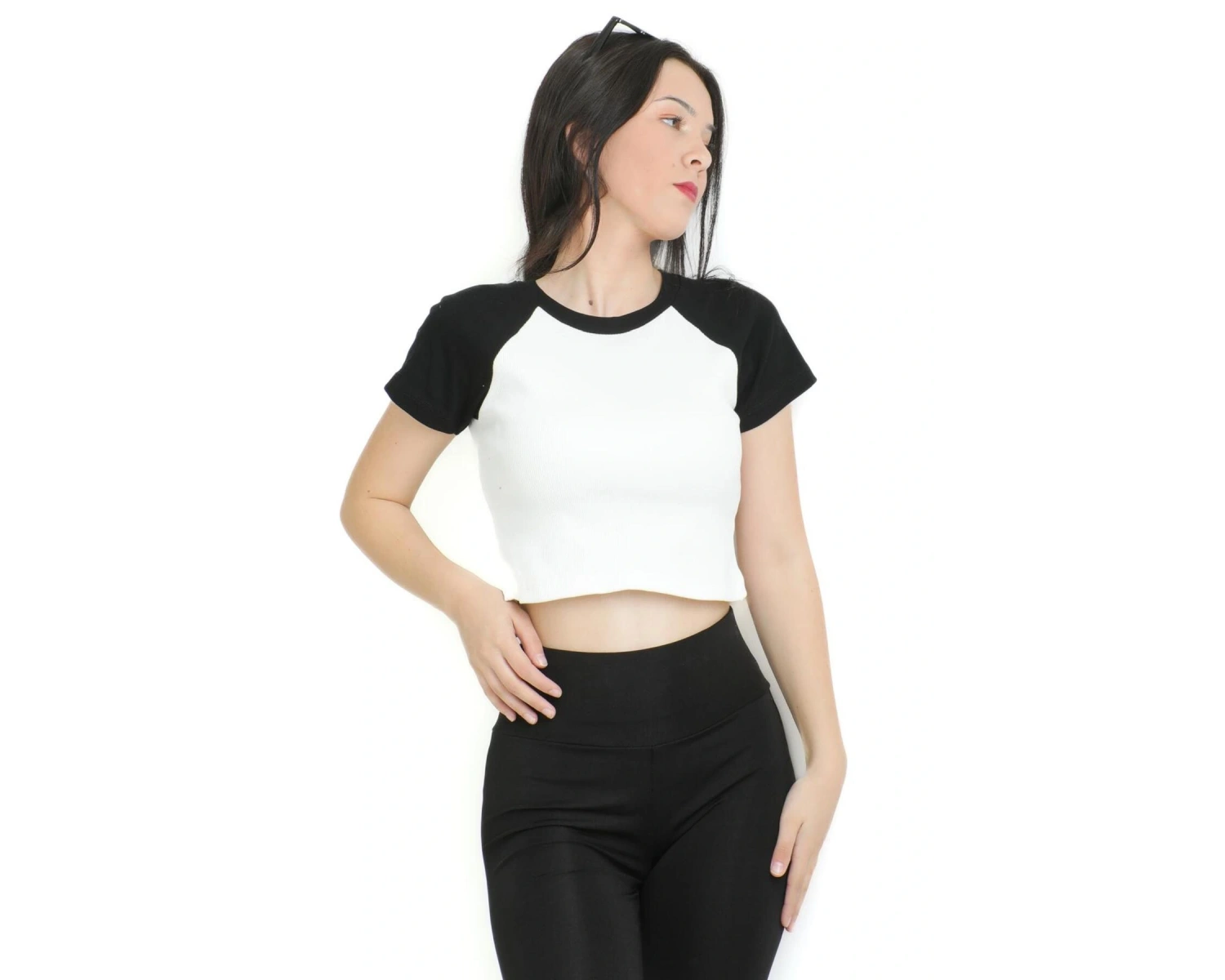 Crop yaka patlı reglan kol