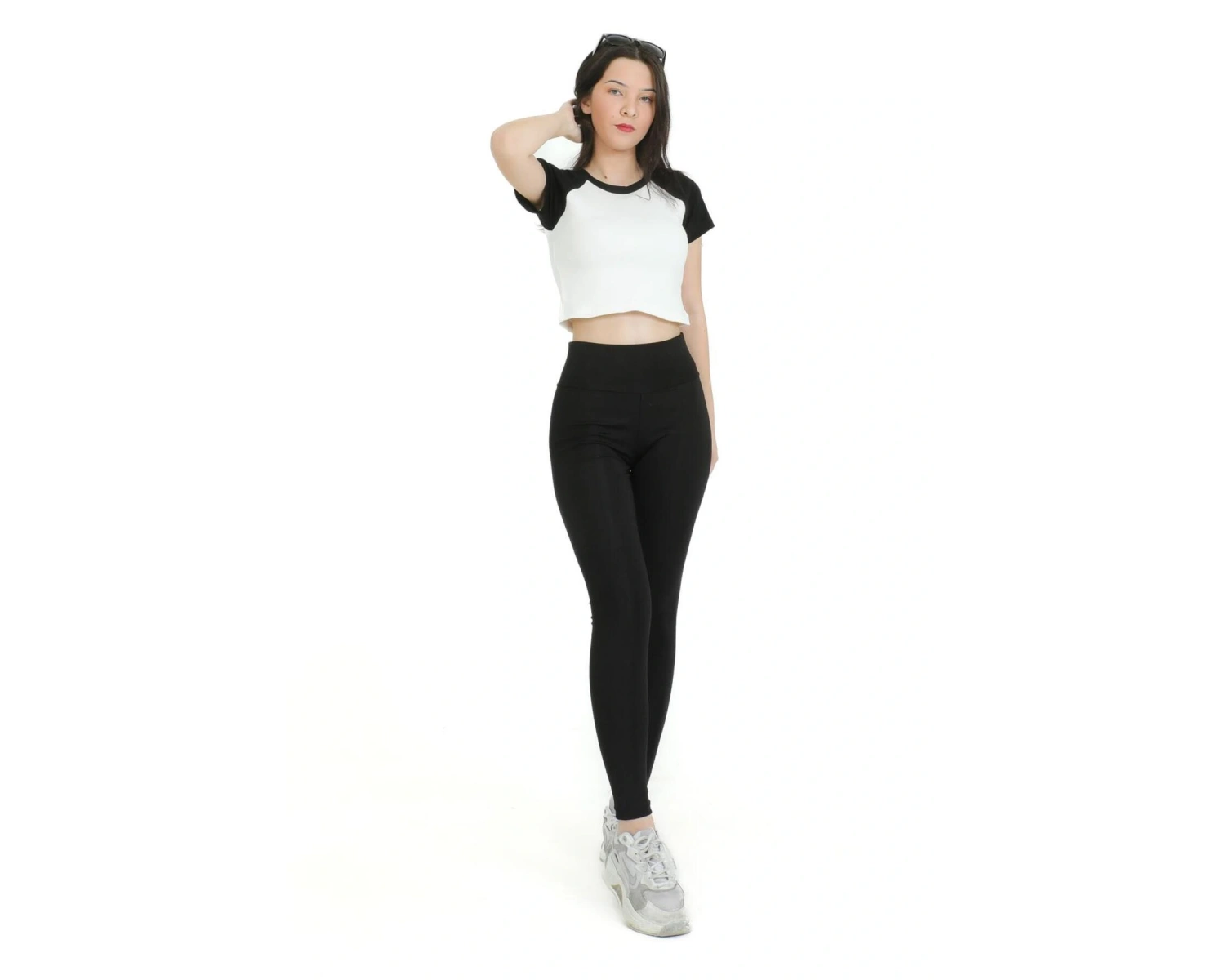 Crop yaka patlı reglan kol