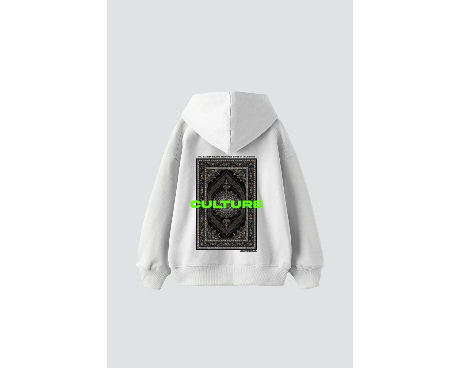 Culture Etnik Baskılı Oversize Unisex Premium Beyaz