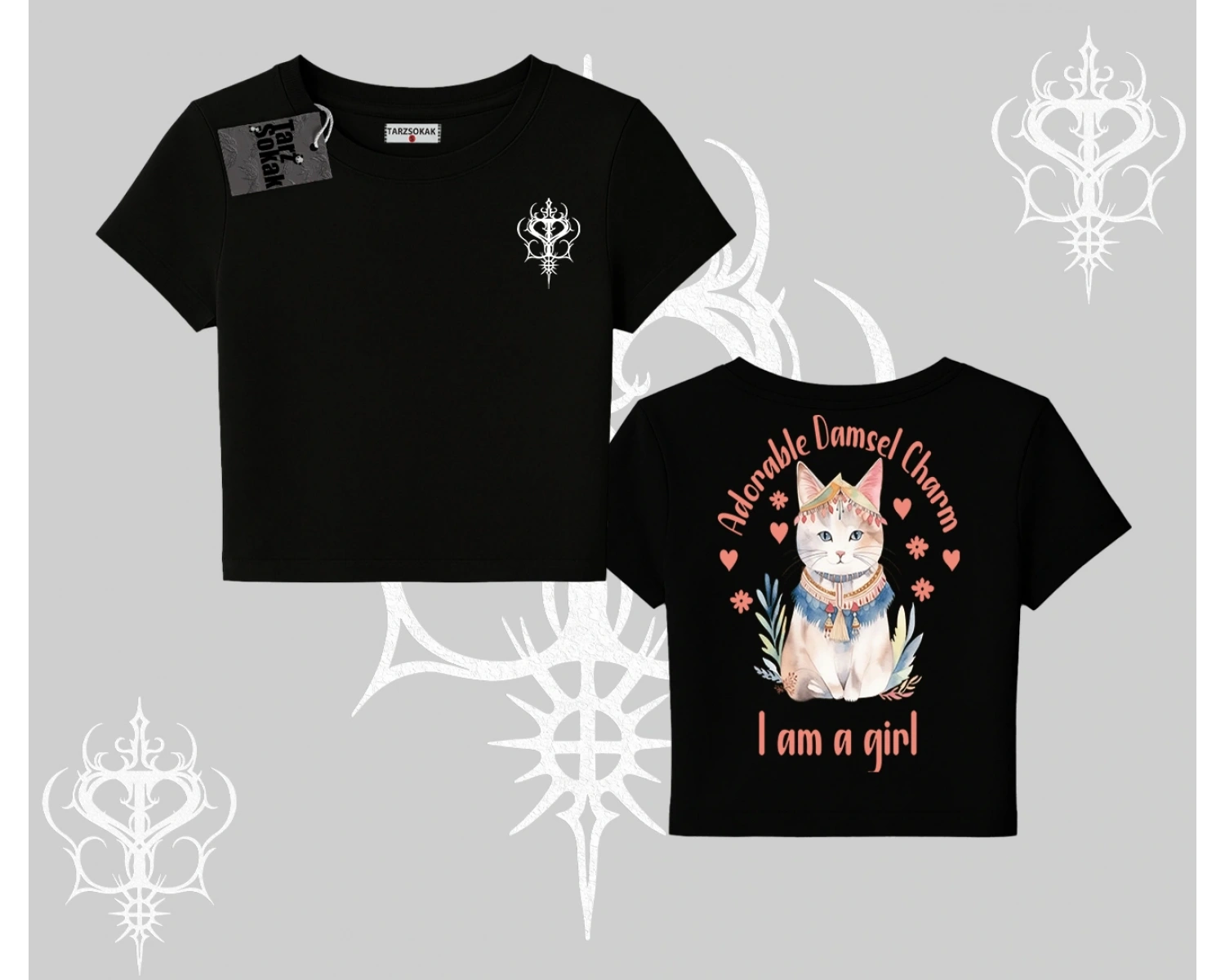 Cute Princess Kedi Tasarımlı Arka Baskılı Babby Tee Tshirt