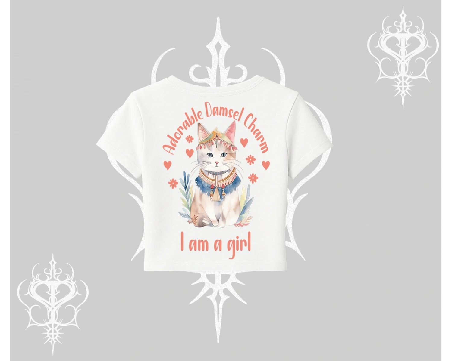 Cute Princess Kedi Tasarımlı Arka Baskılı Babby Tee Tshirt