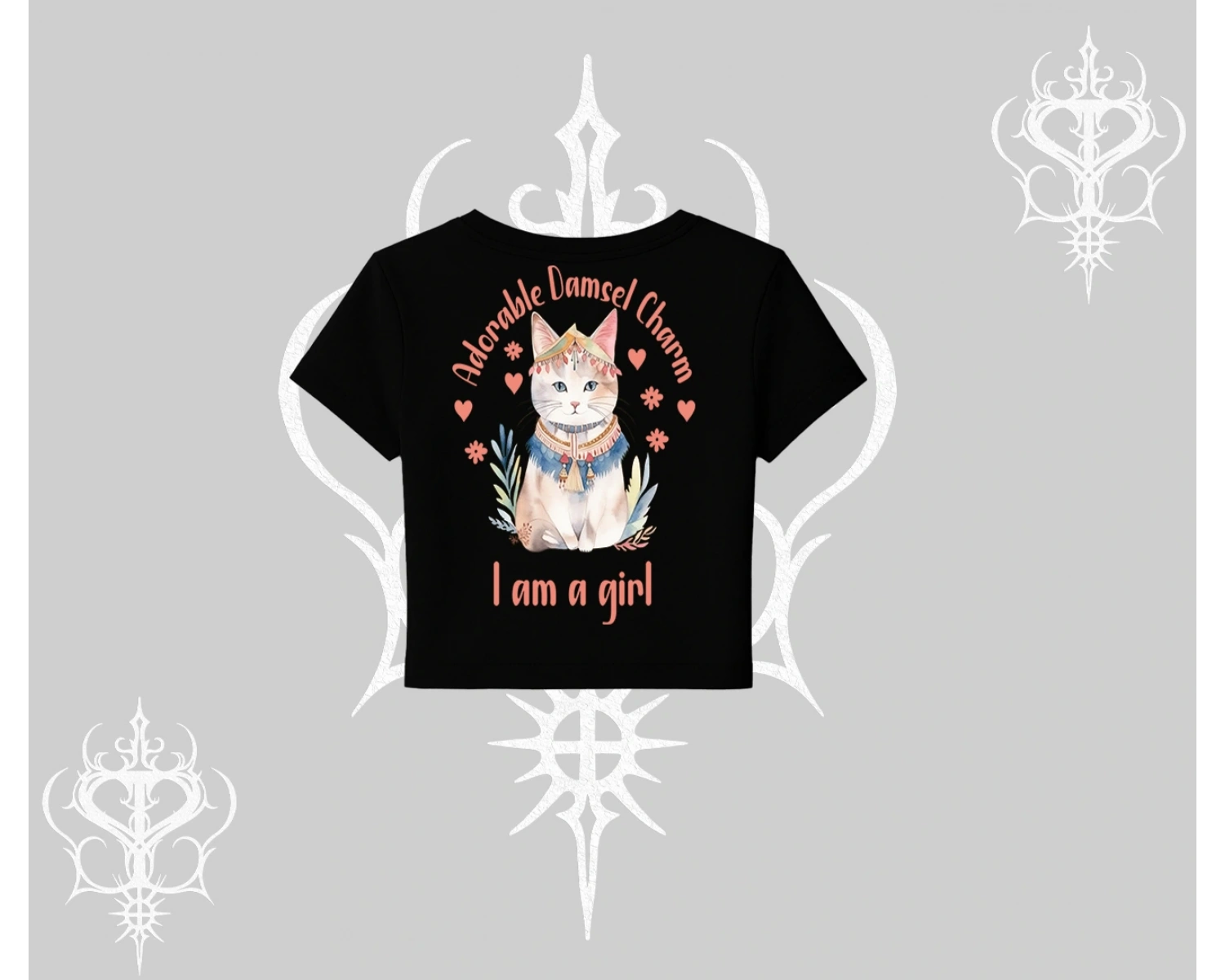 Cute Princess Kedi Tasarımlı Arka Baskılı Babby Tee Tshirt