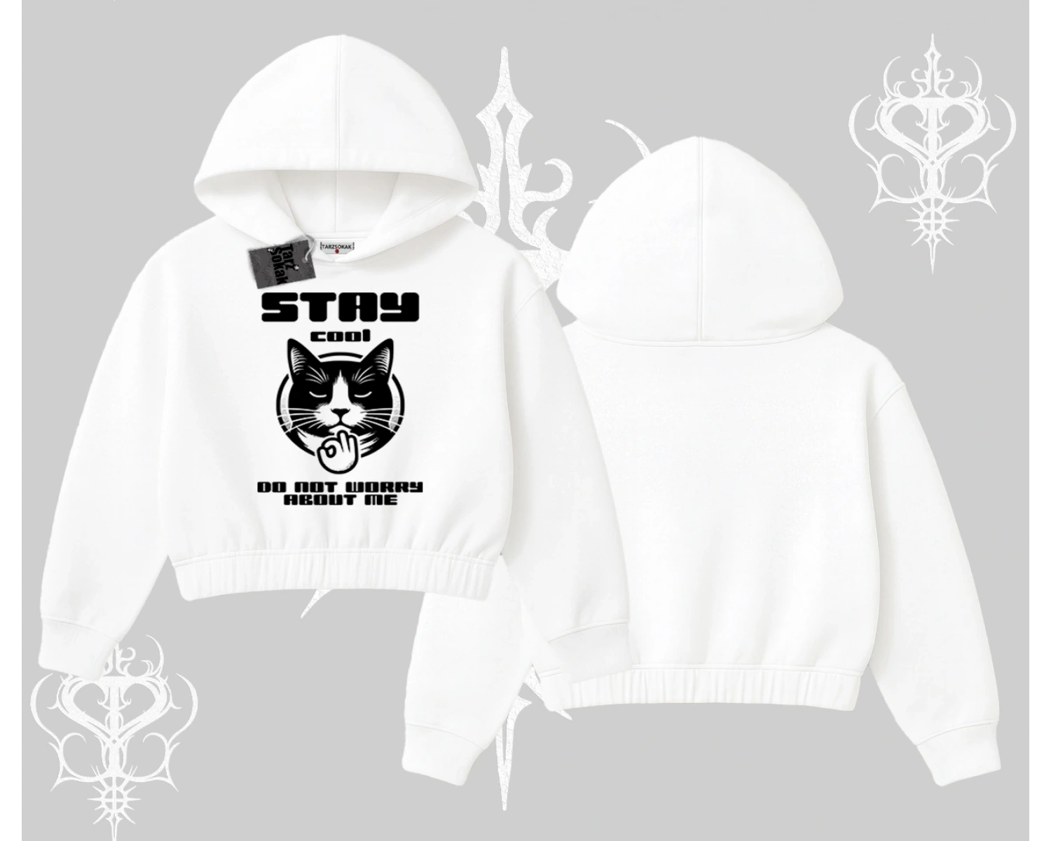 Cuteness Overload Kedi Baskılı Biskilet Sweatshirt