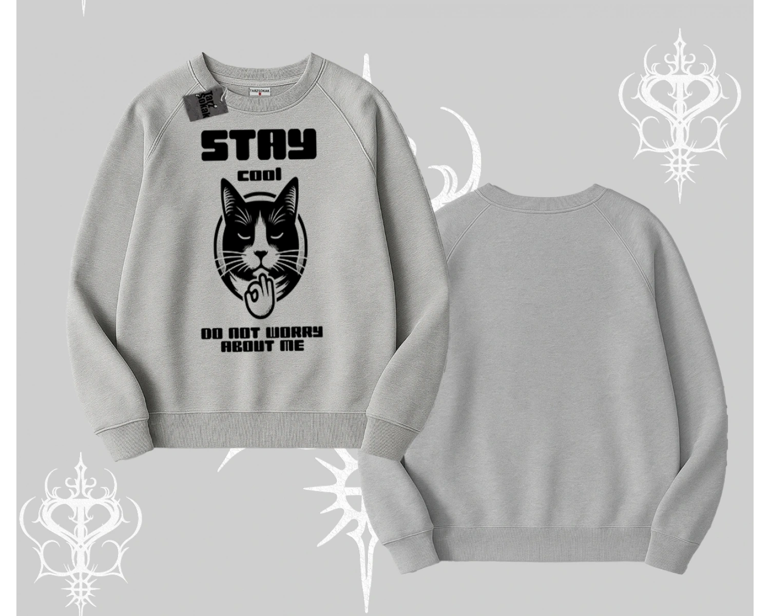 Cuteness Overload Kedi Baskılı Biskilet Sweatshirt