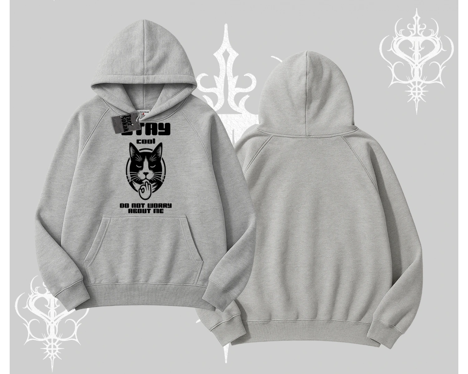 Cuteness Overload Kedi Baskılı Kapşonlu Sweatshirt