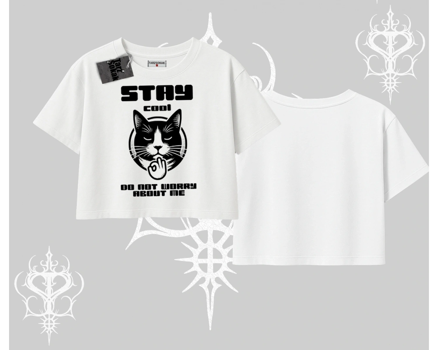 Cuteness Overload Kedi Baskılı Kayık Yaka Tshirt