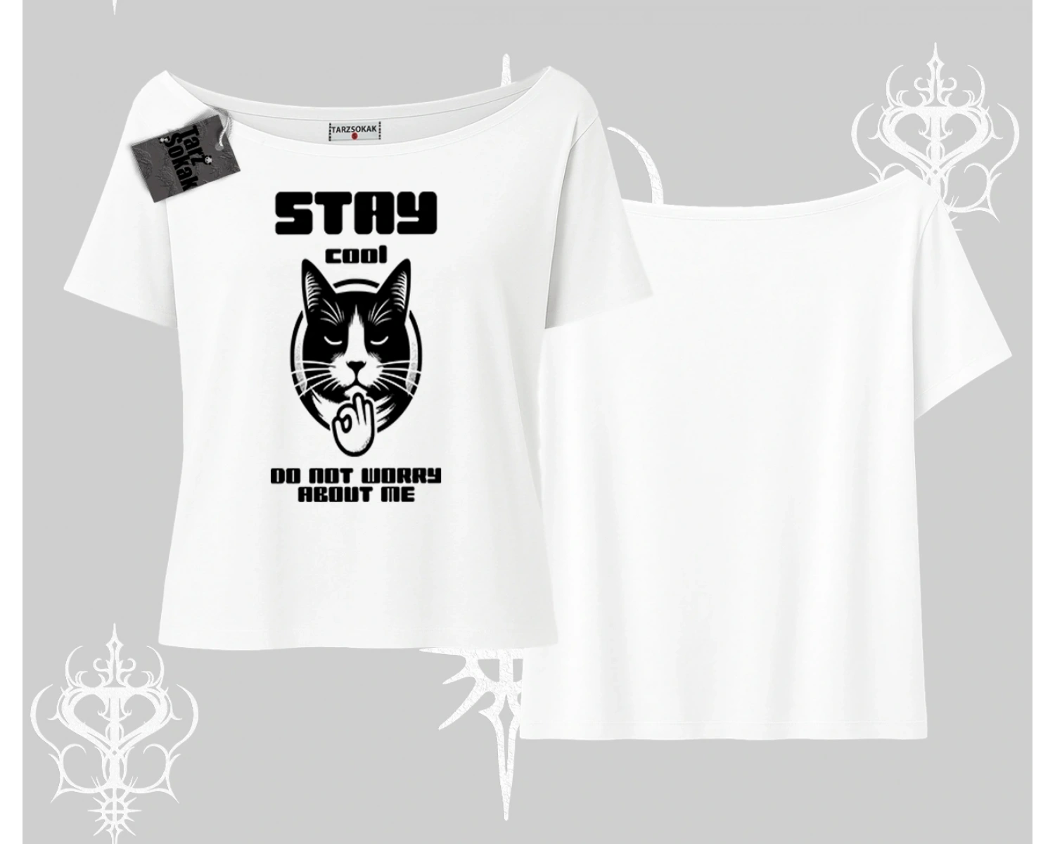 Cuteness Overload Kedi Baskılı Oversize Tshirt