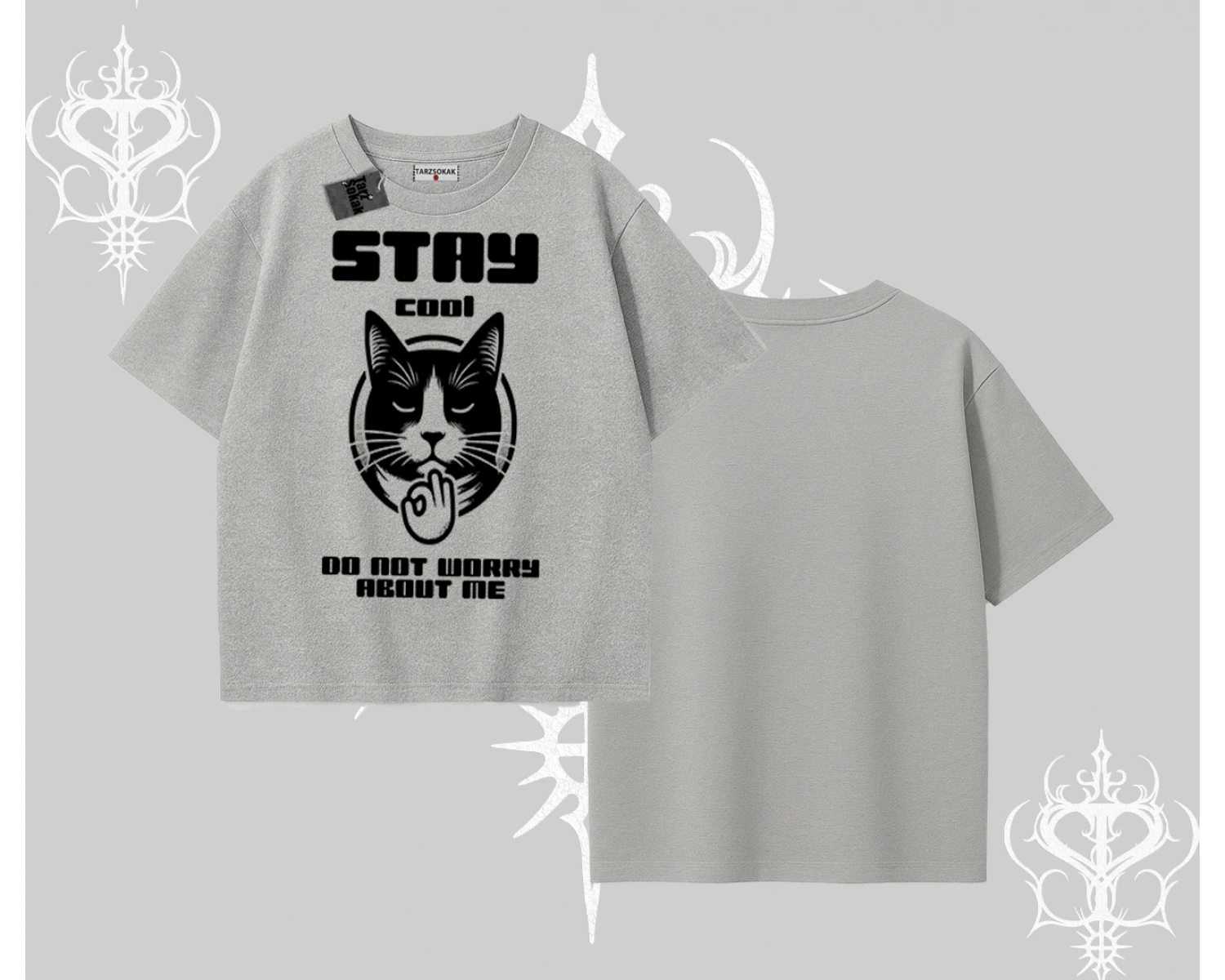 Cuteness Overload Kedi Baskılı Oversize Tshirt