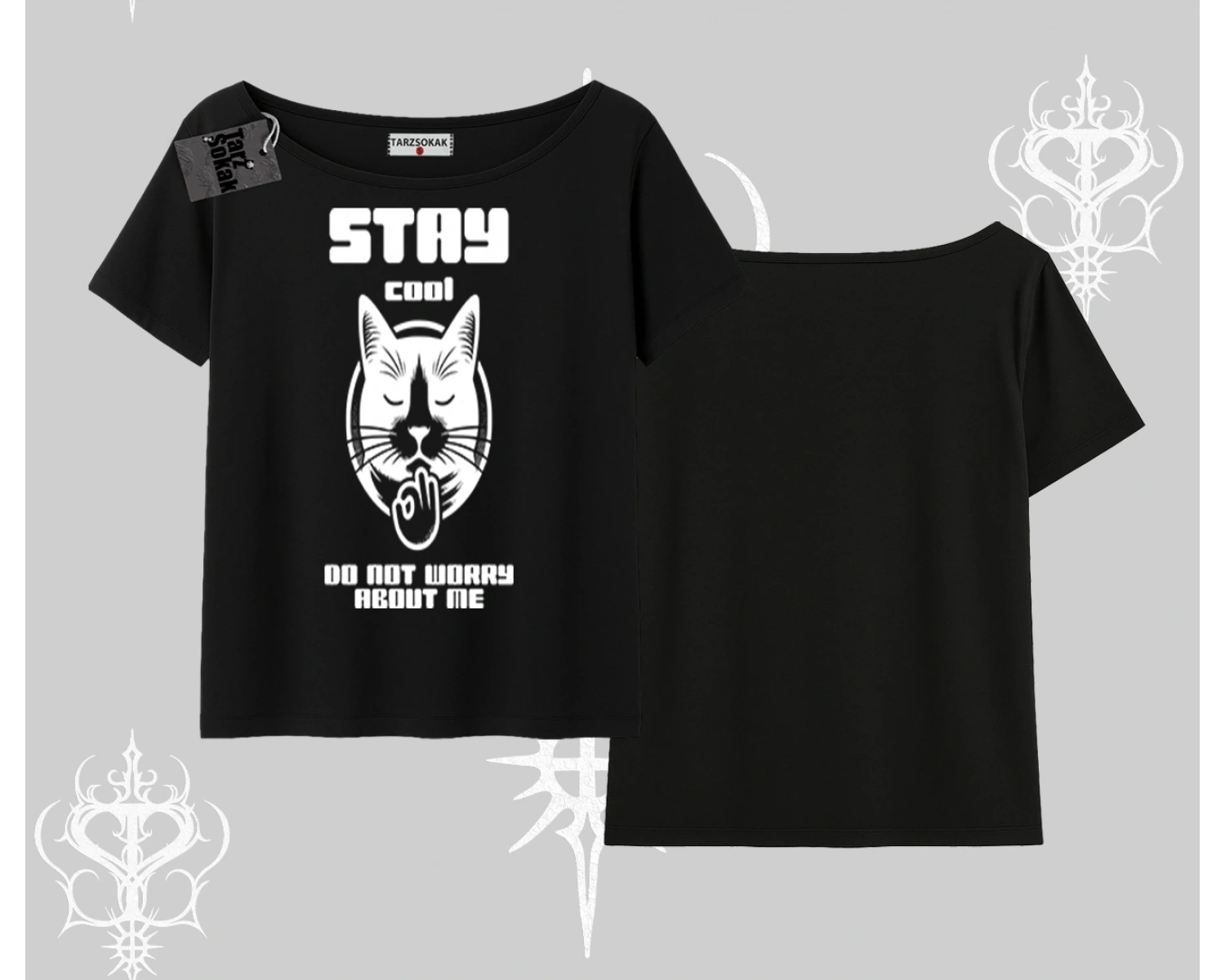 Cuteness Overload Kedi Baskılı Oversize Tshirt