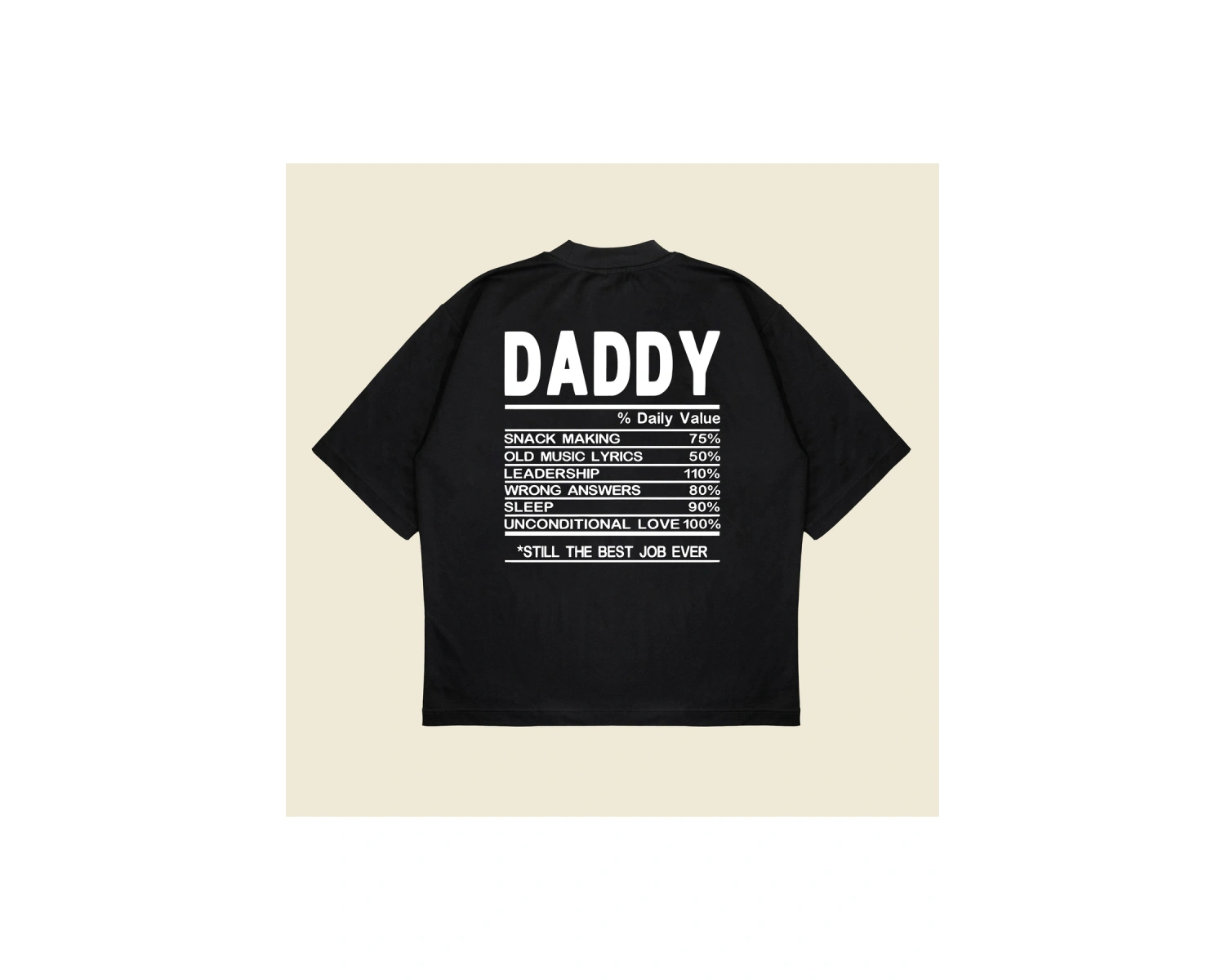 Daddy Baskılı Oversize Unisex Pamuklu Nefes Alan Kalın Kumaşlı