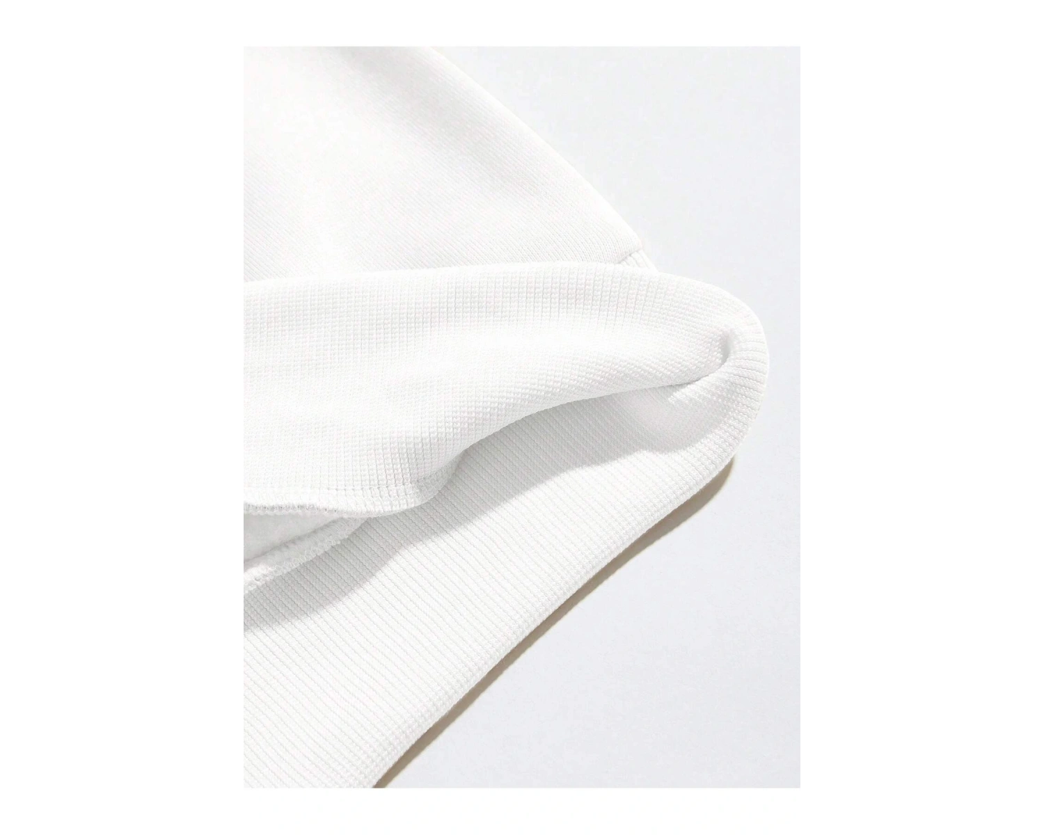 Dağ ve Güneş Desenli Damla Omuz Sweatshirt Beyaz