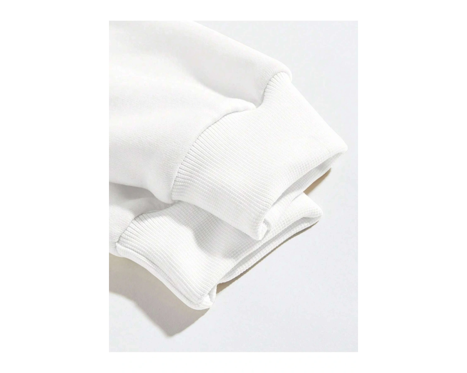 Dağ ve Güneş Desenli Damla Omuz Sweatshirt Beyaz