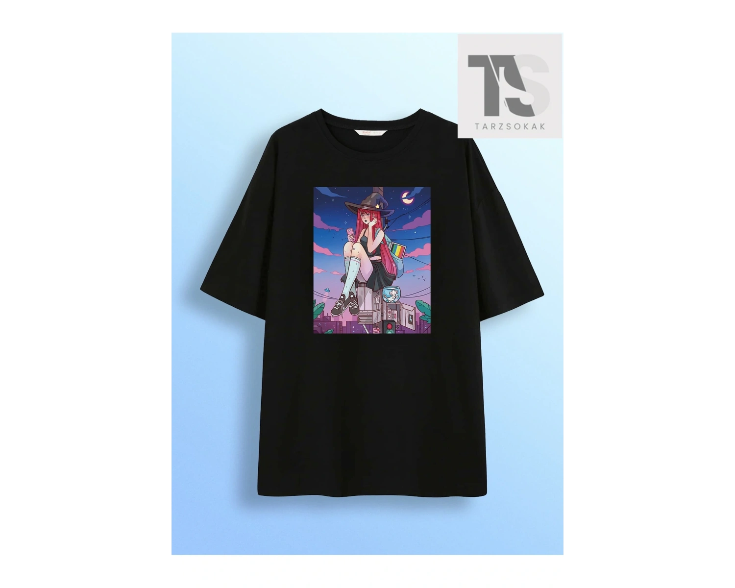 Damla Omuz Harfli Grafik Tişört