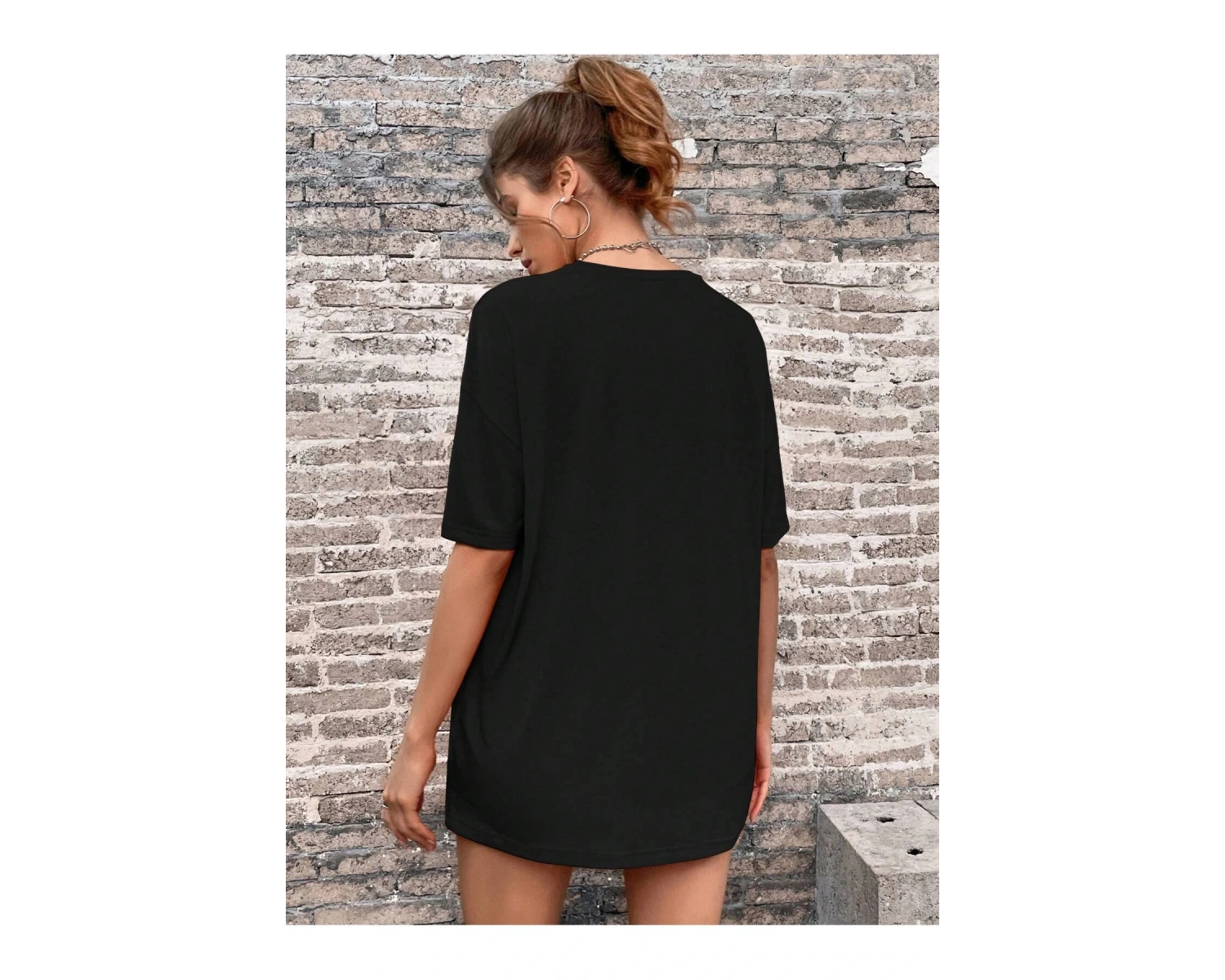 Damla Omuz Yazılı Nakışlı Üst