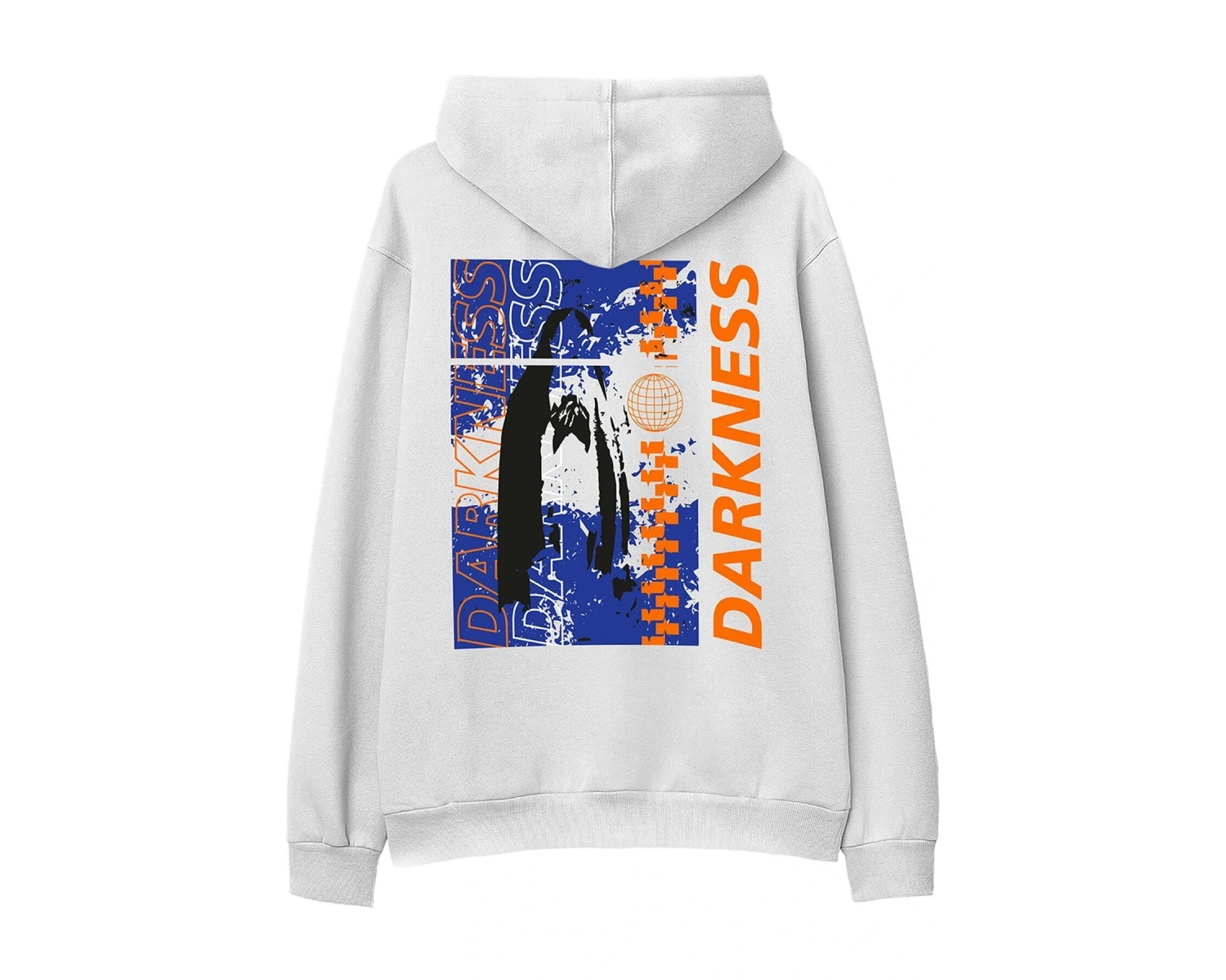 Darkness Beyaz Oversize Unisex Kapüşonlu Sweatshirt Hoodie