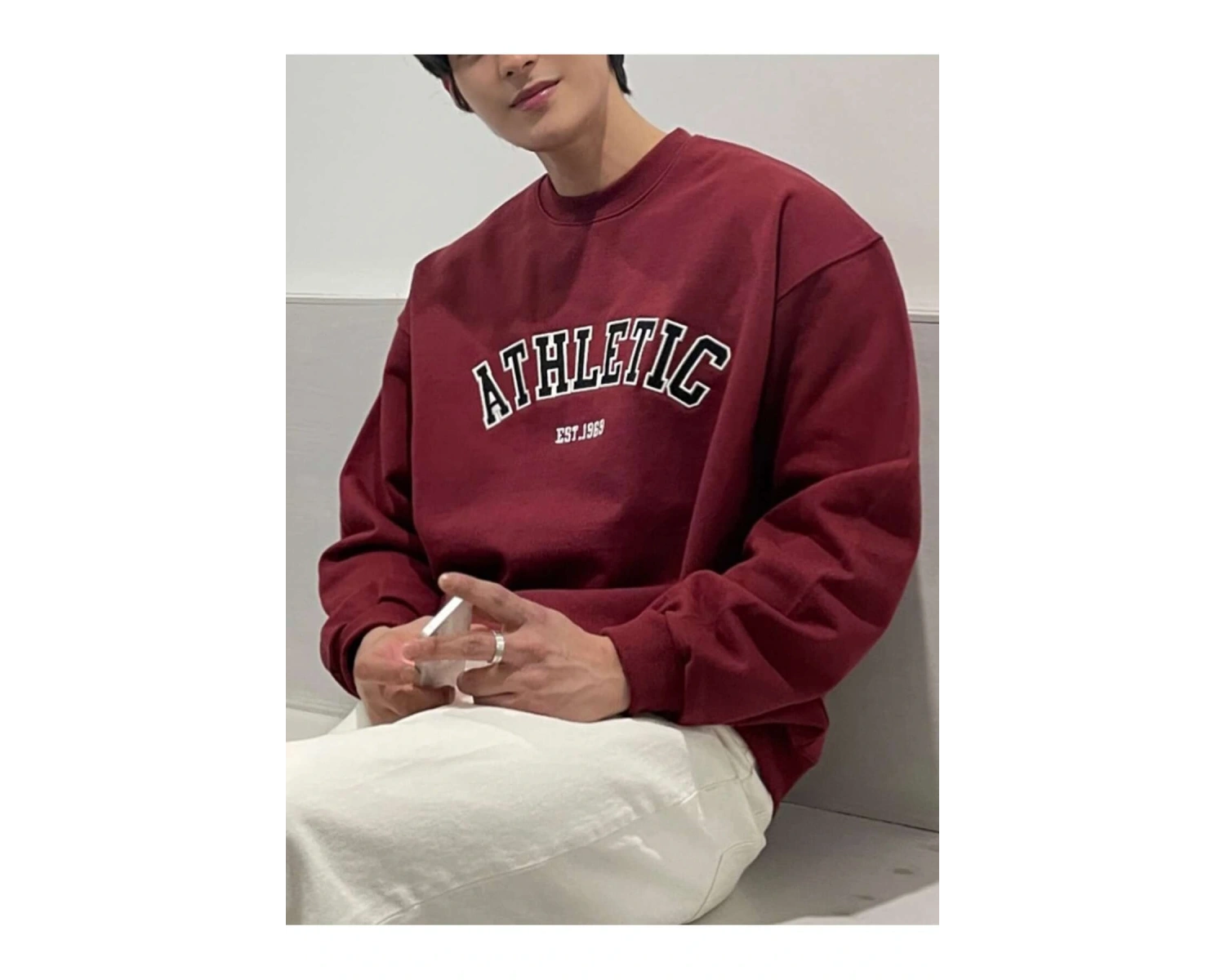 DAZY Cotton Letter Graphic Drop Shoulder Sweatshirt Bordo