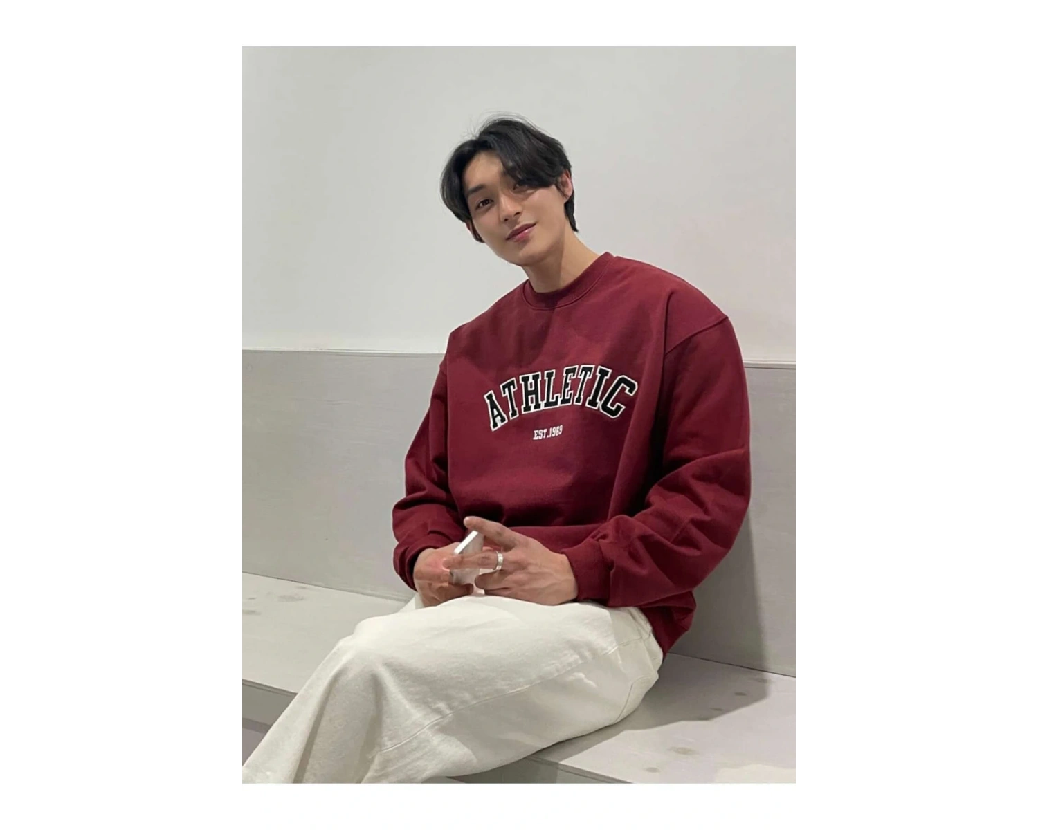 DAZY Cotton Letter Graphic Drop Shoulder Sweatshirt Bordo