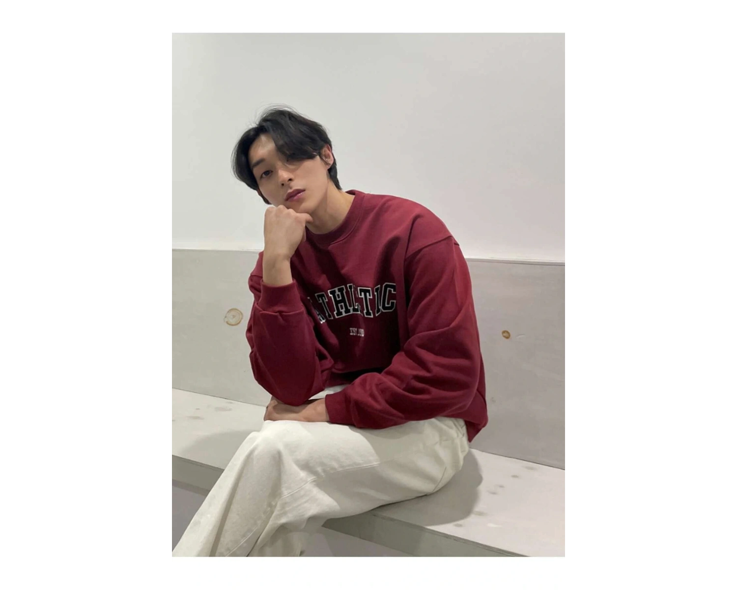 DAZY Cotton Letter Graphic Drop Shoulder Sweatshirt Bordo