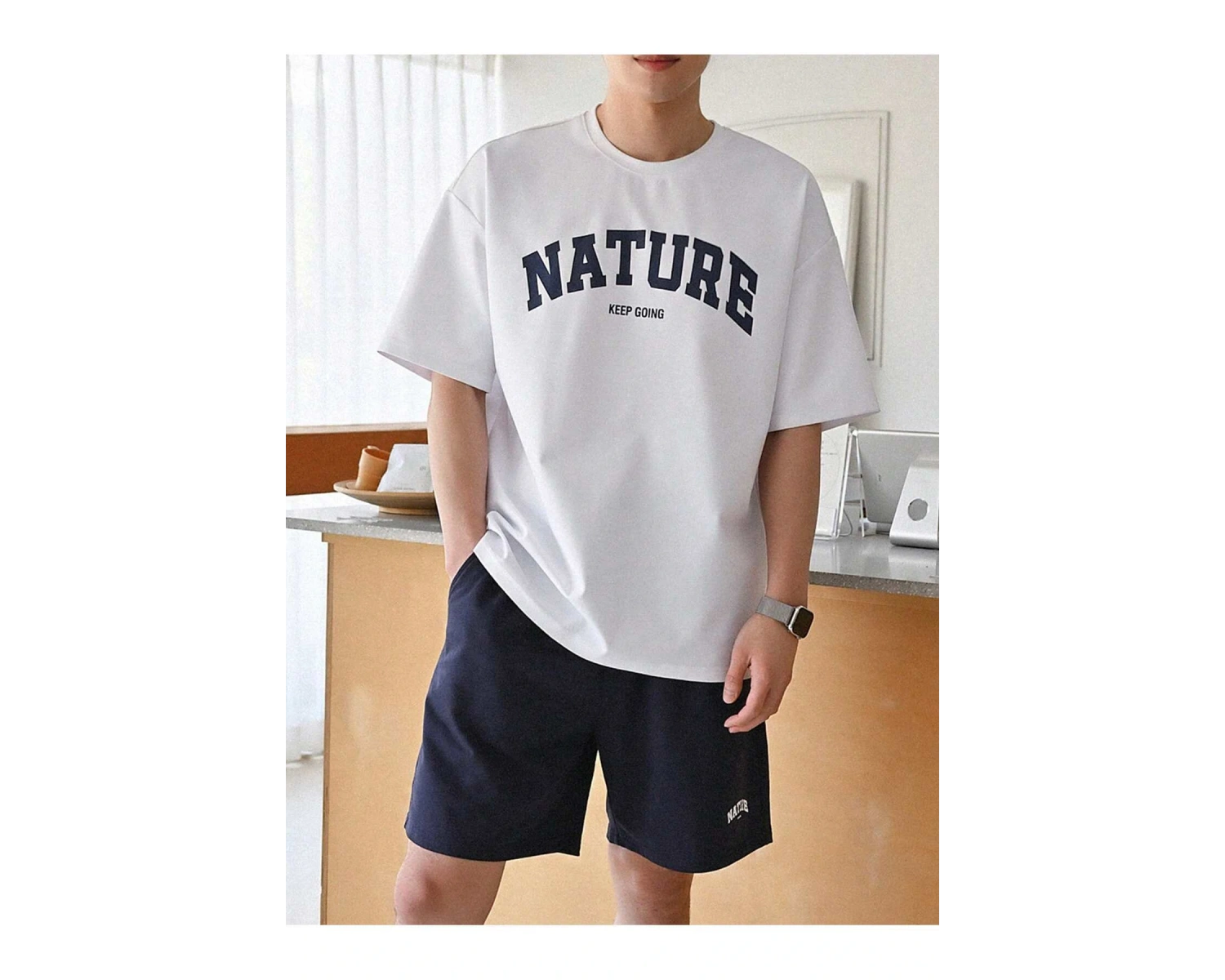 DAZY Erkek Harfli Grafik Düşük Omuzlu Bel Şortu