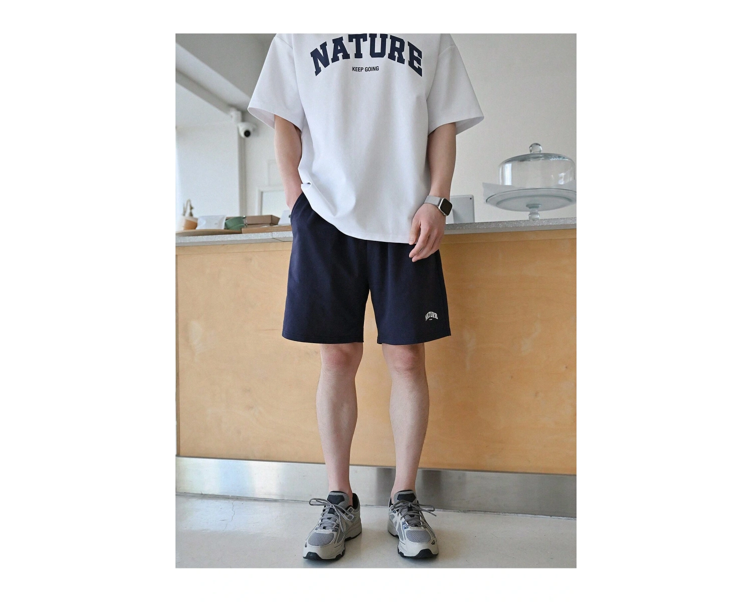 DAZY Erkek Harfli Grafik Düşük Omuzlu Bel Şortu