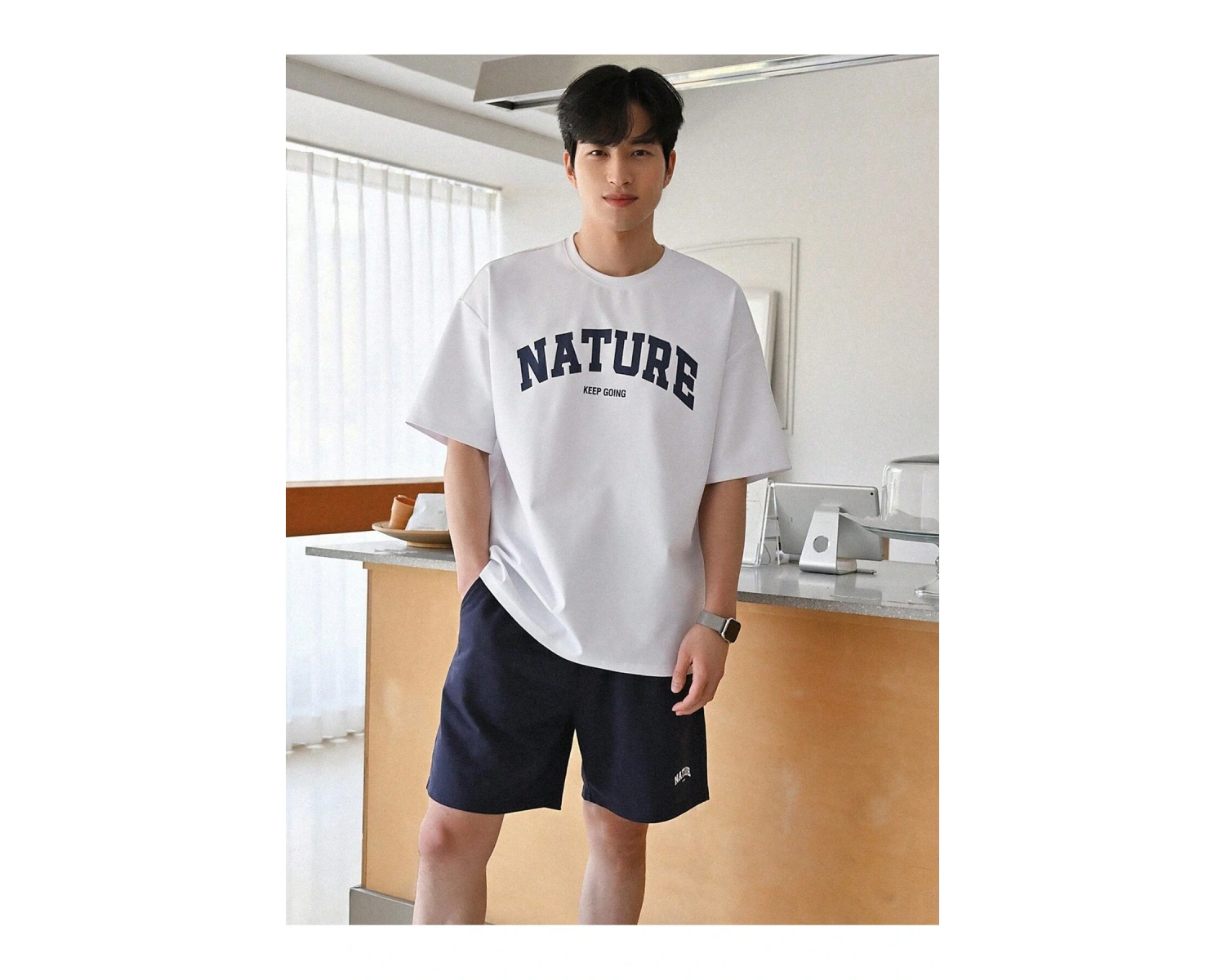 DAZY Erkek Harfli Grafik Düşük Omuzlu Bel Şortu