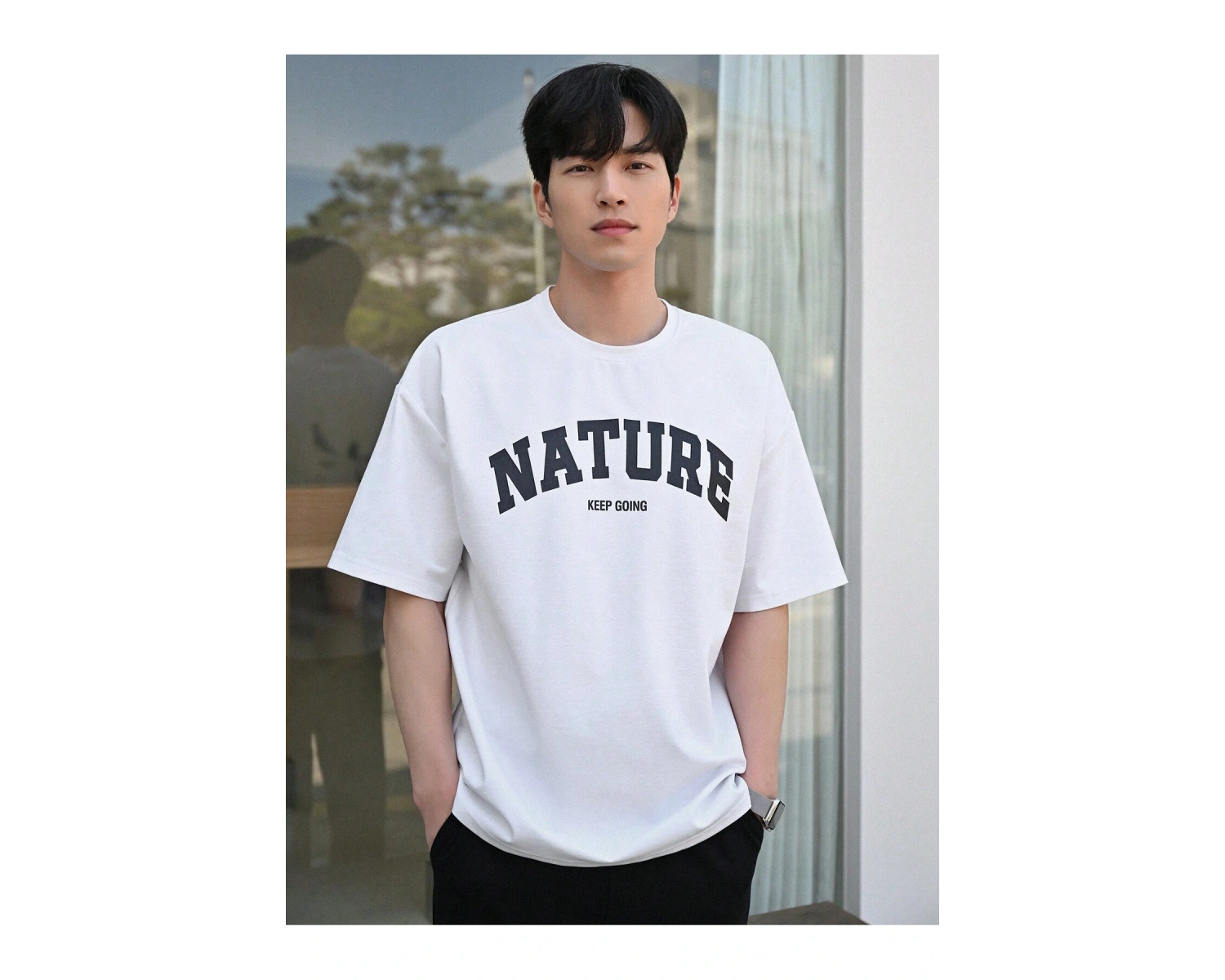 DAZY Erkek Harfli Grafik Düşük Omuzlu Bel Şortu