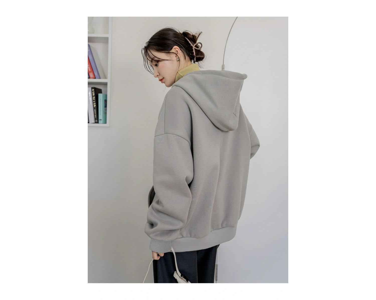 Dazy-Less Letter Graphic Drop Shoulder Drawstring Hoodie Without Tee Gri