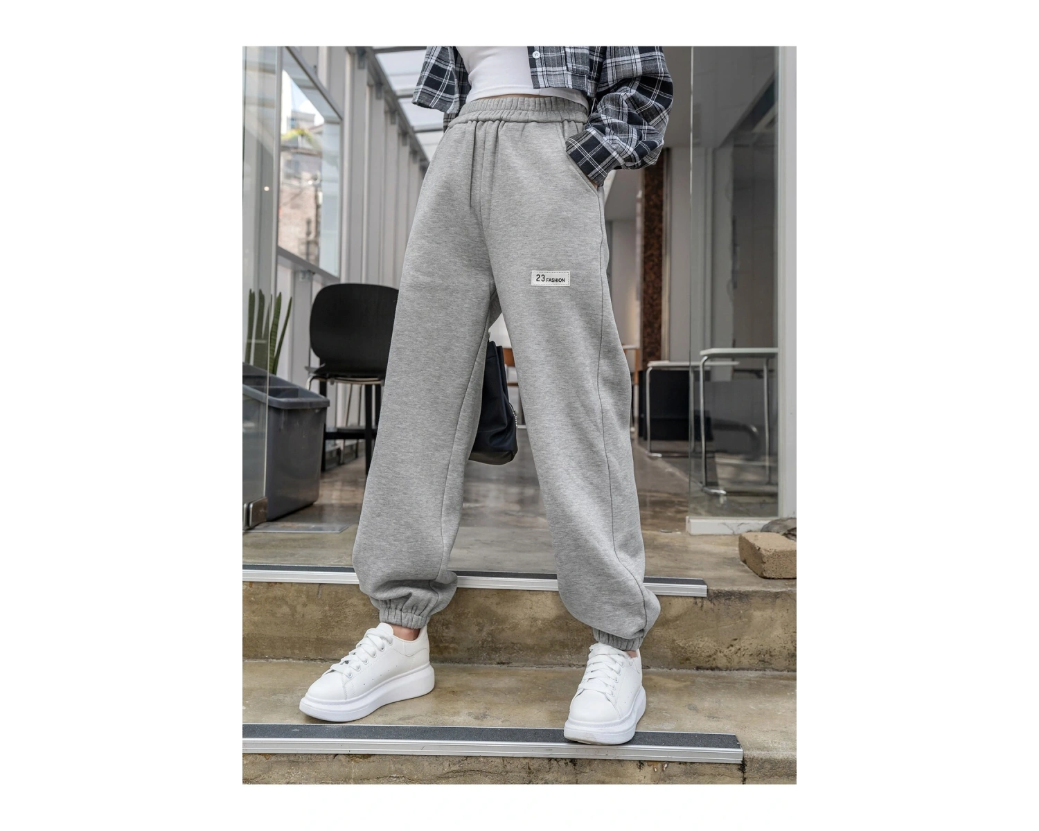 DAZY Slant Pocket Patch Detail Thermal Lined 4 Mevsim Eşofman