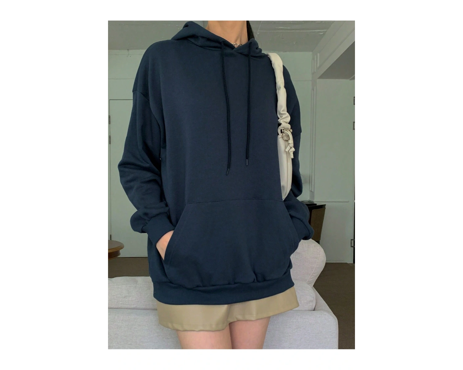 Dazy Star Sloganlı ve Kelebek Baskılı Düşük Omuzlu Kapüşonlu Üst MAVİRENK