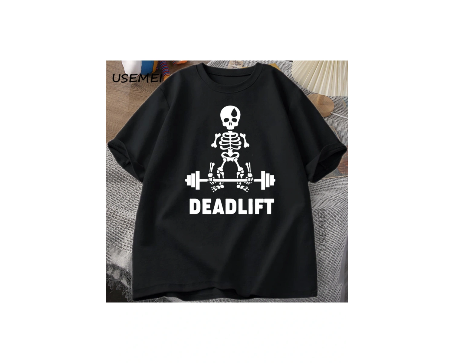 Deadlift İskelet Hayalet Grafik Tee Komik Spor Salonu Sevgilisi T-shirt Baskı Büyük Boy T-shi 3013