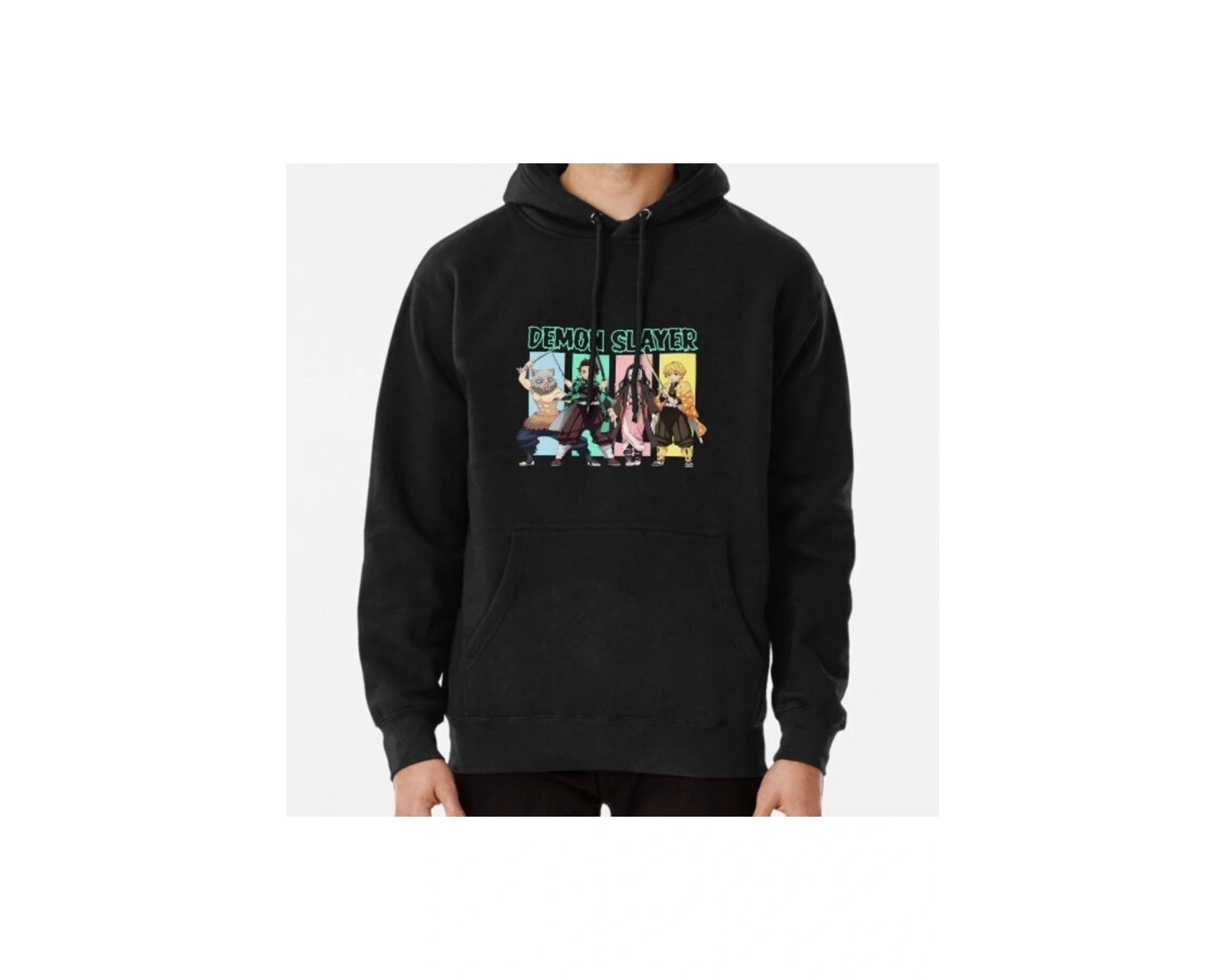 Demon Slayer Mens Anime Hoodie 15372 Siyah