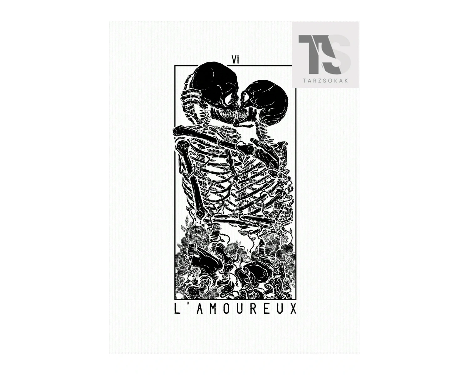 Deniart İskelet ve Harf Grafikli Düşük Omuzlu Longline Tişört