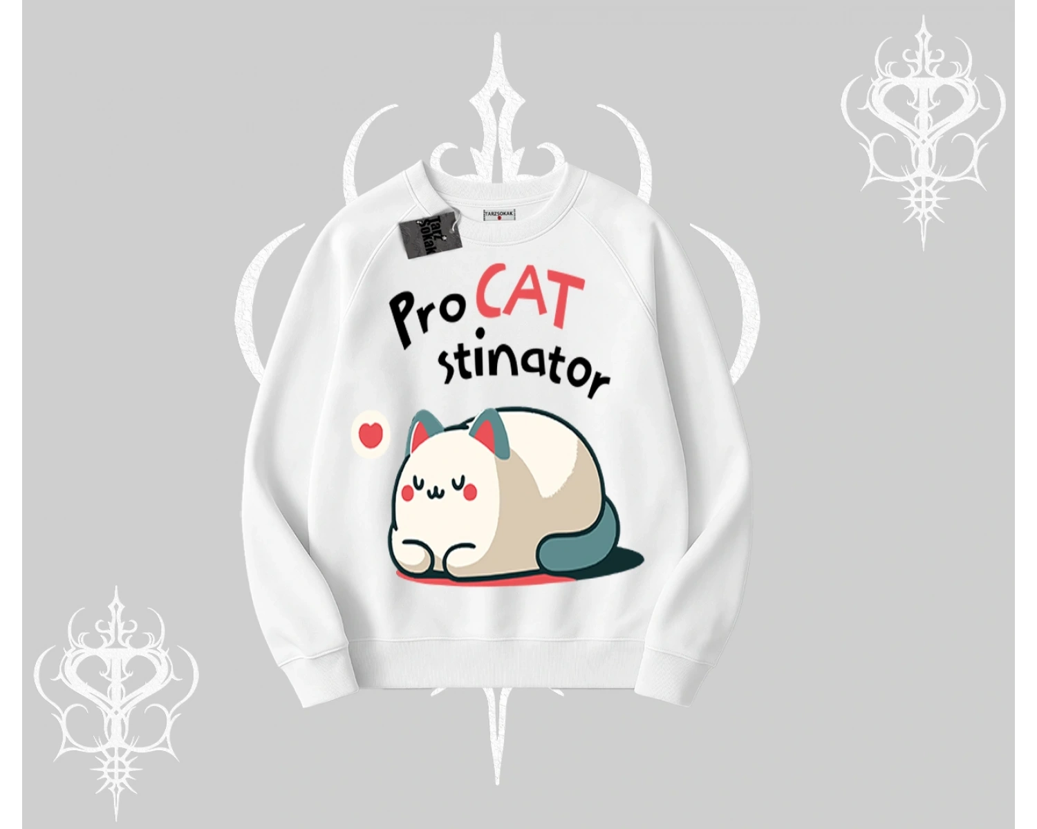 Detective Kitten Kedi Baskılı Biskilet Sweatshirt