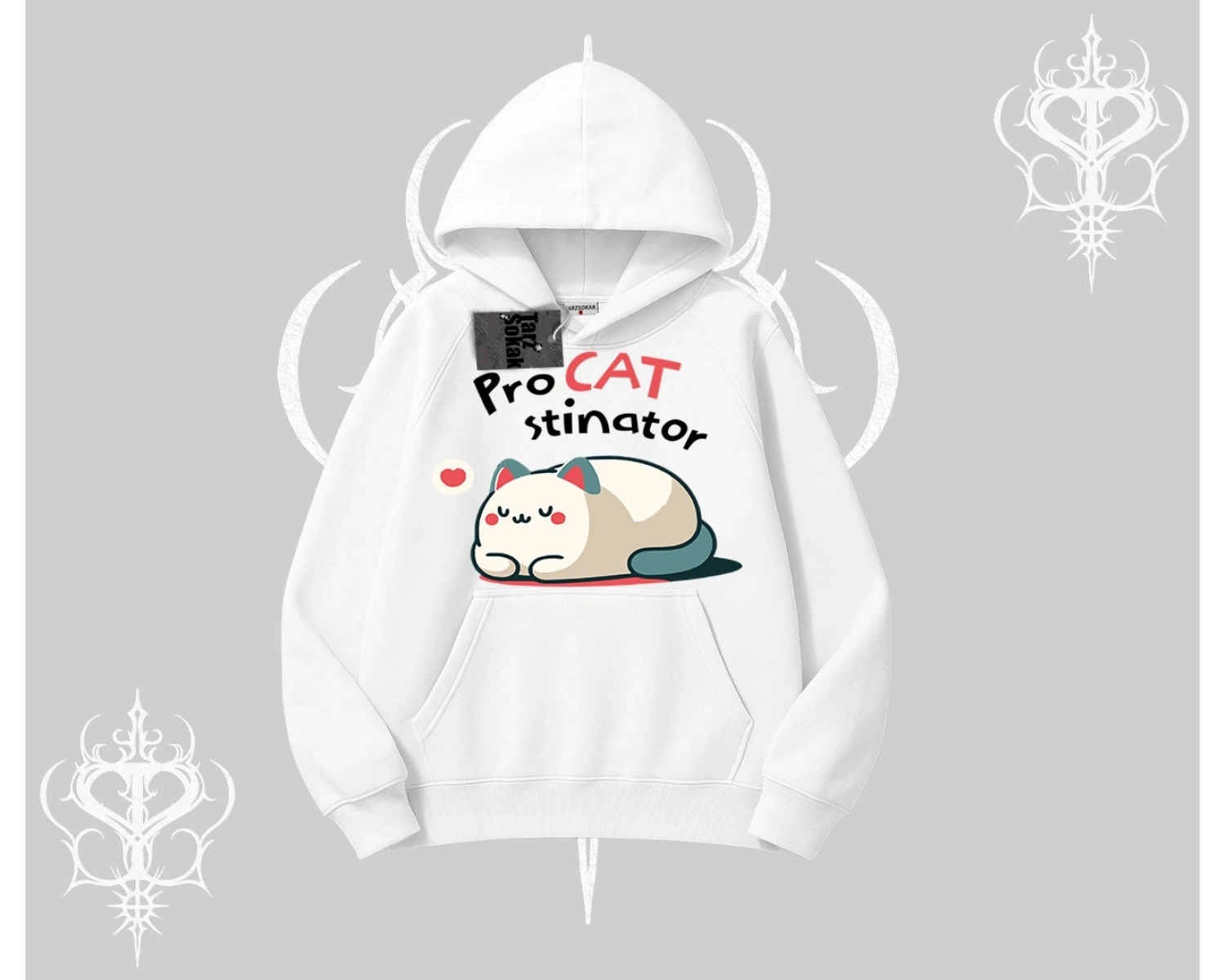 Detective Kitten Kedi Baskılı Kapşonlu Sweatshirt