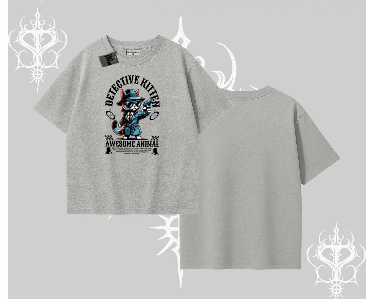 Detective Kitten Kedi Baskılı Oversize Tshirt