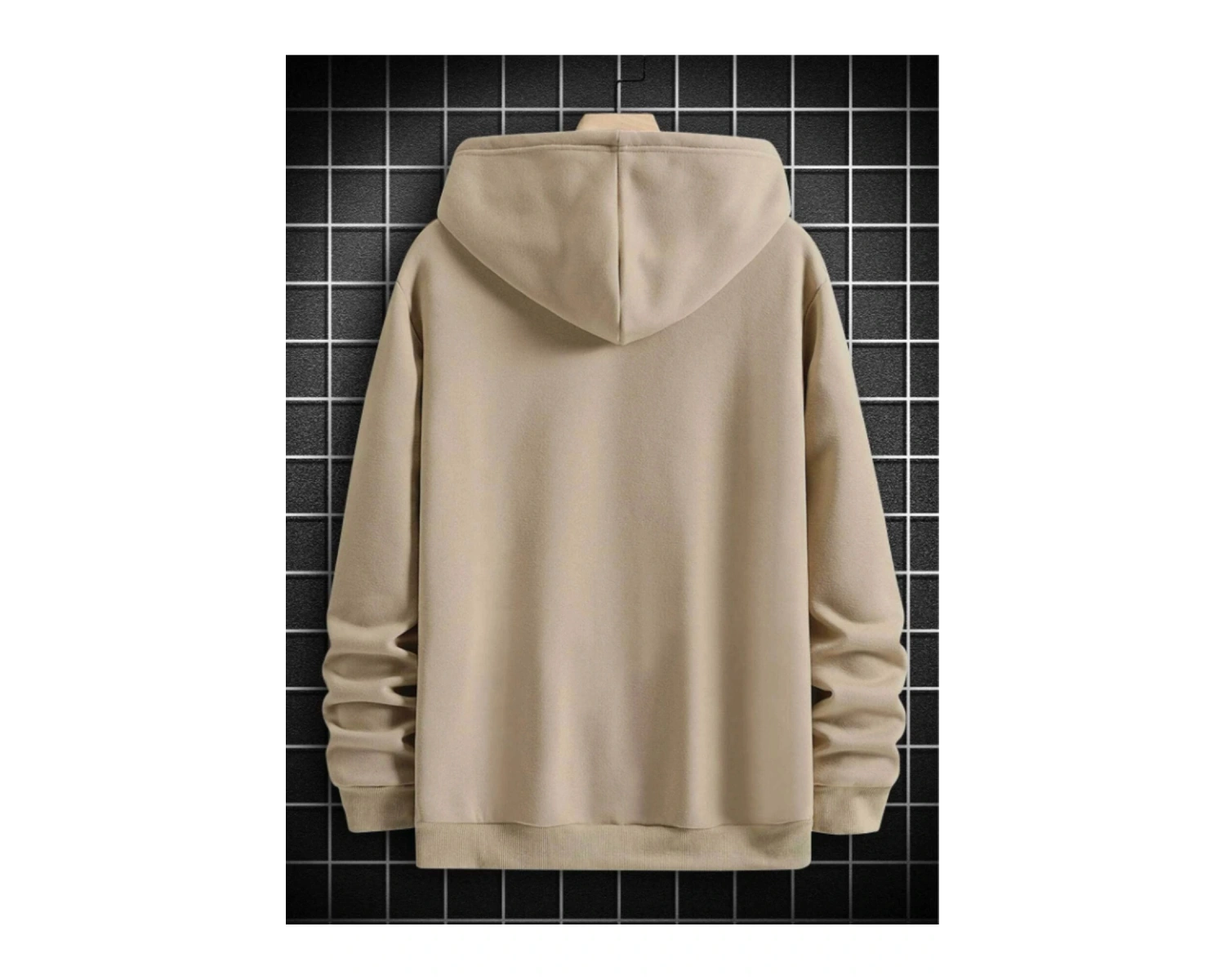 Dik Renkli Oversize Kapüşonlu Sweatshirt Bej