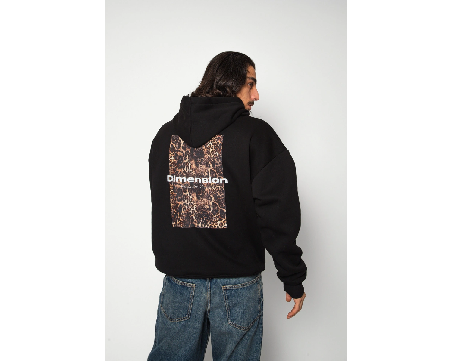 Dimension Leopar Baskılı Oversize Unisex Premium Beyaz
