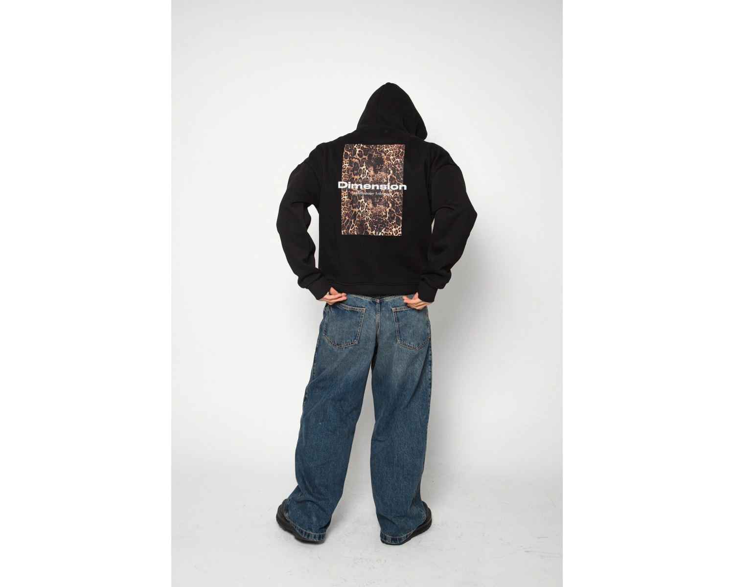 Dimension Leopar Baskılı Oversize Unisex Premium Beyaz