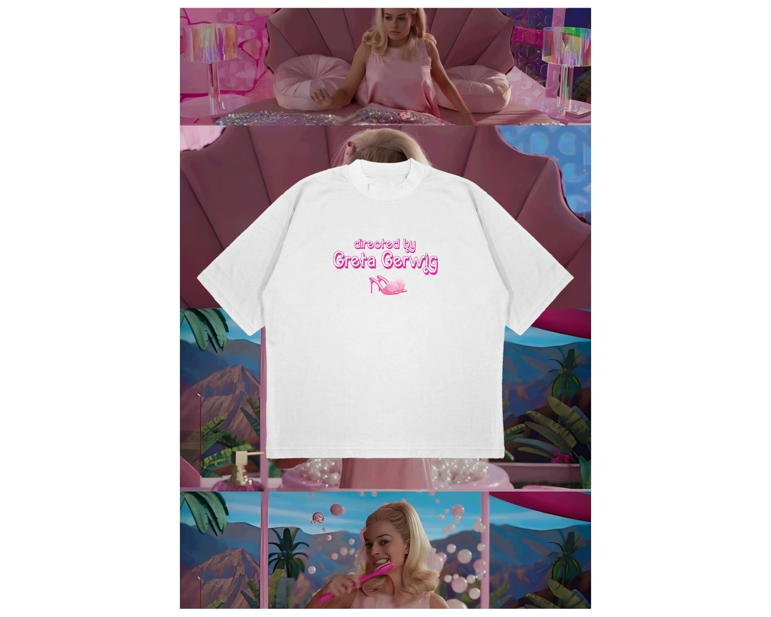 Directed By Greta Gerwig Baskılı Oversize Unisex Pamuklu Nefes Alan Kalın Kumaşlı