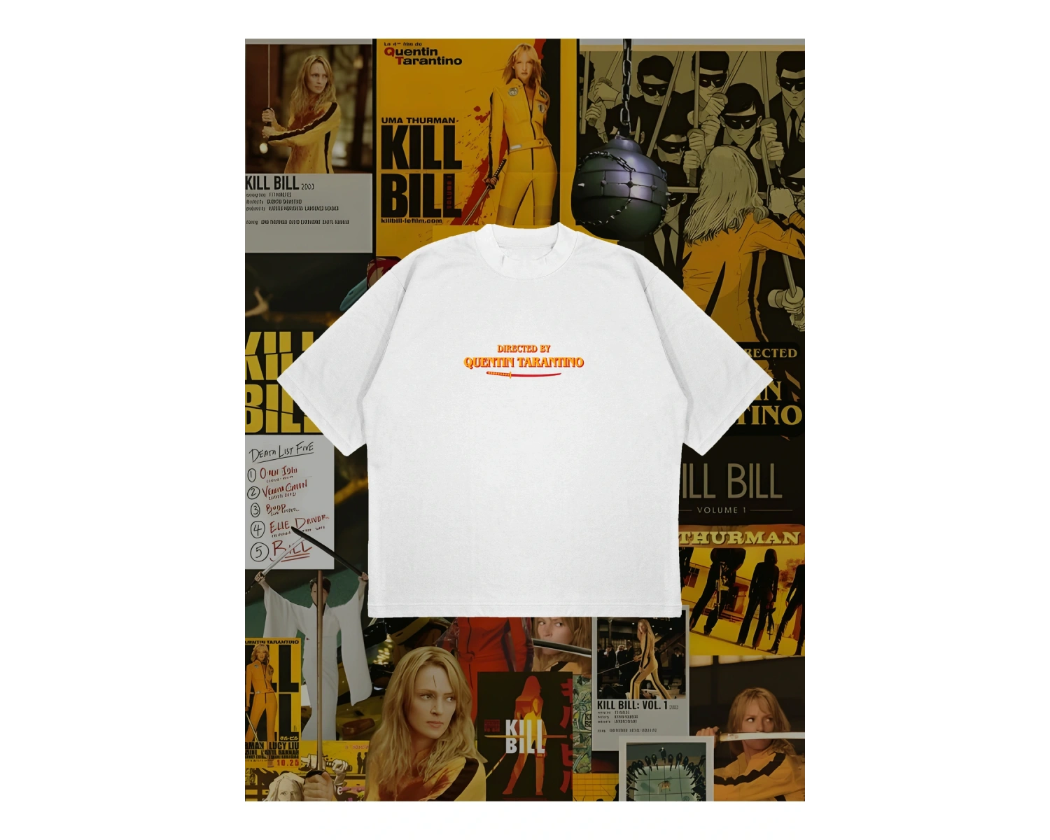 Directed By Tarantino Baskılı Oversize Unisex Pamuklu Nefes Alan Kalın Kumaşlı