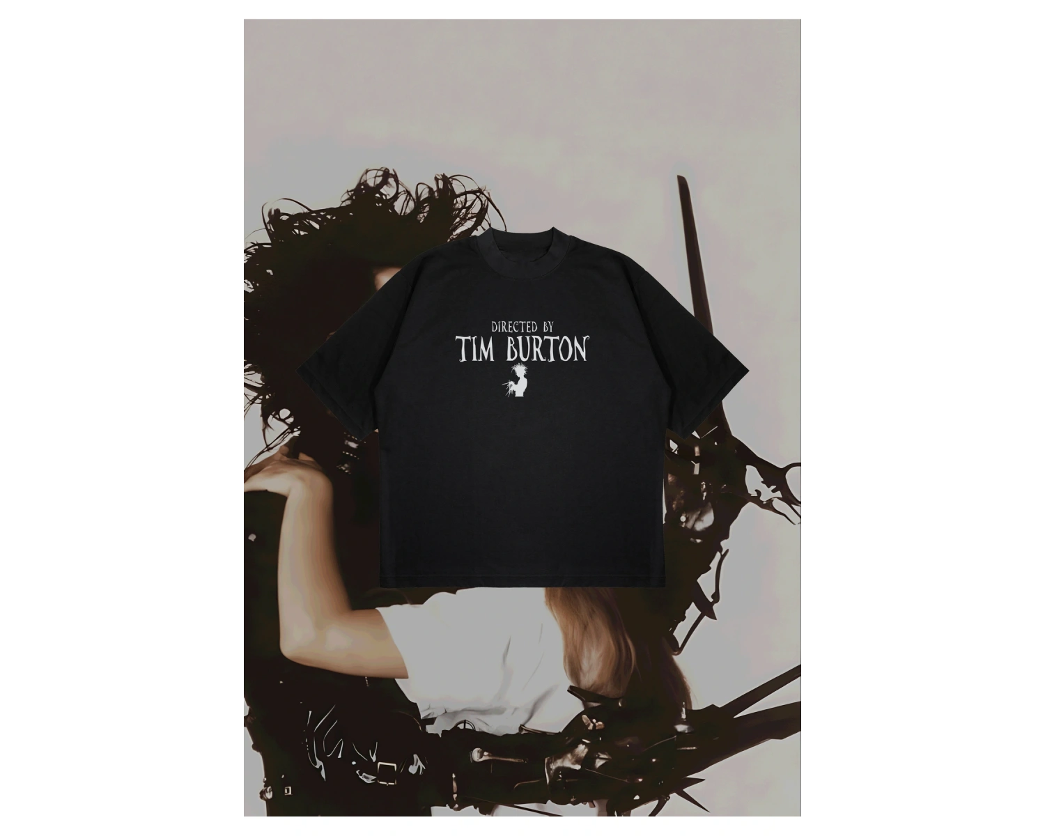 Directed By Tim Burton Baskılı Oversize Unisex Pamuklu Nefes Alan Kalın Kumaşlı